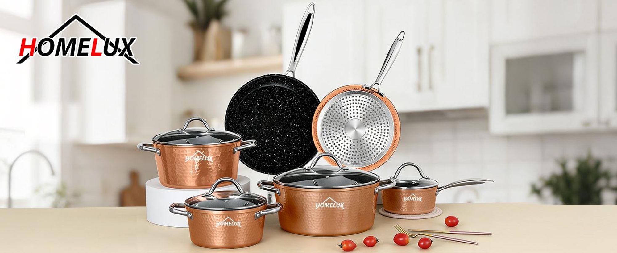 Topfset, HOMELUX Topfset Induktion 15-teilig, Töpfe mit Glasdeckel, Kochtopf-Set chopper