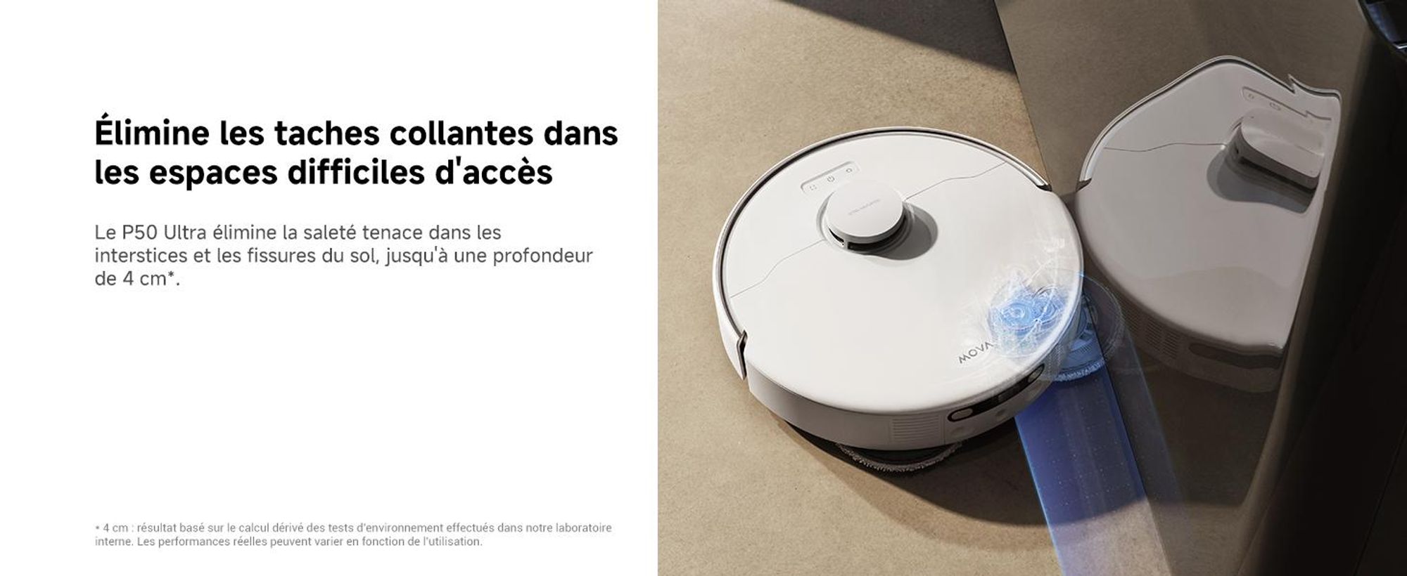 MOVA P50 Ultra Robot Aspirateur Laveur, Serpillière Flexible, 19 000 Pa, Nettoyage Coins et Bords, Auto-Nettoyage 75 °C, Vidage et Recharge Automatiqu