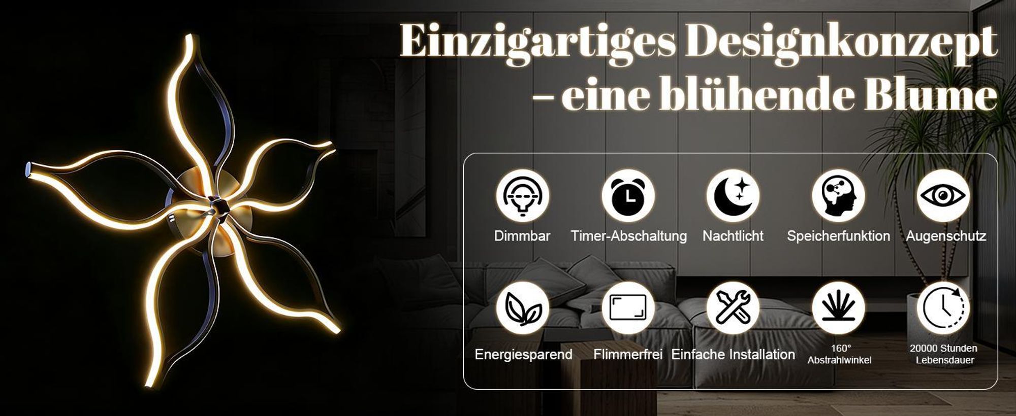 ZMH LED stropné svietidlo Obývacia izba Stropné svietidlo 80 cm Obývacia izba Svietidlo 75 W Čierne Veľké Stmievateľné 3000-6500 K Nočné osvetlenie Spálňa Svietidlo pre jedáleň