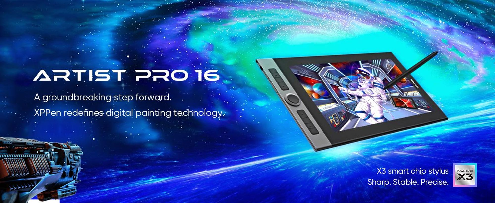 XPPen Artist Pro 16, Kabelgebunden, 5080 lpi, 340,99 x 191,81 mm, USB, 1 cm, Stift