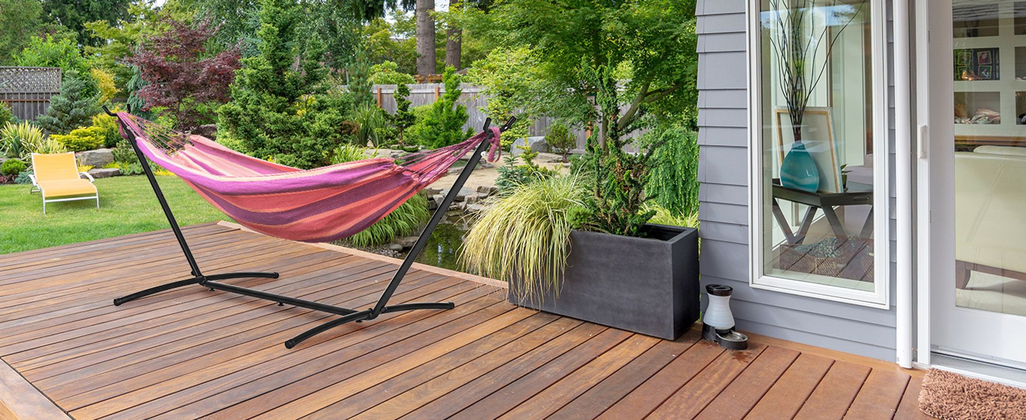 Outsunny Hängemattengestell Metall mit Haken 280x120x110 cm bis 120KG belastbar
