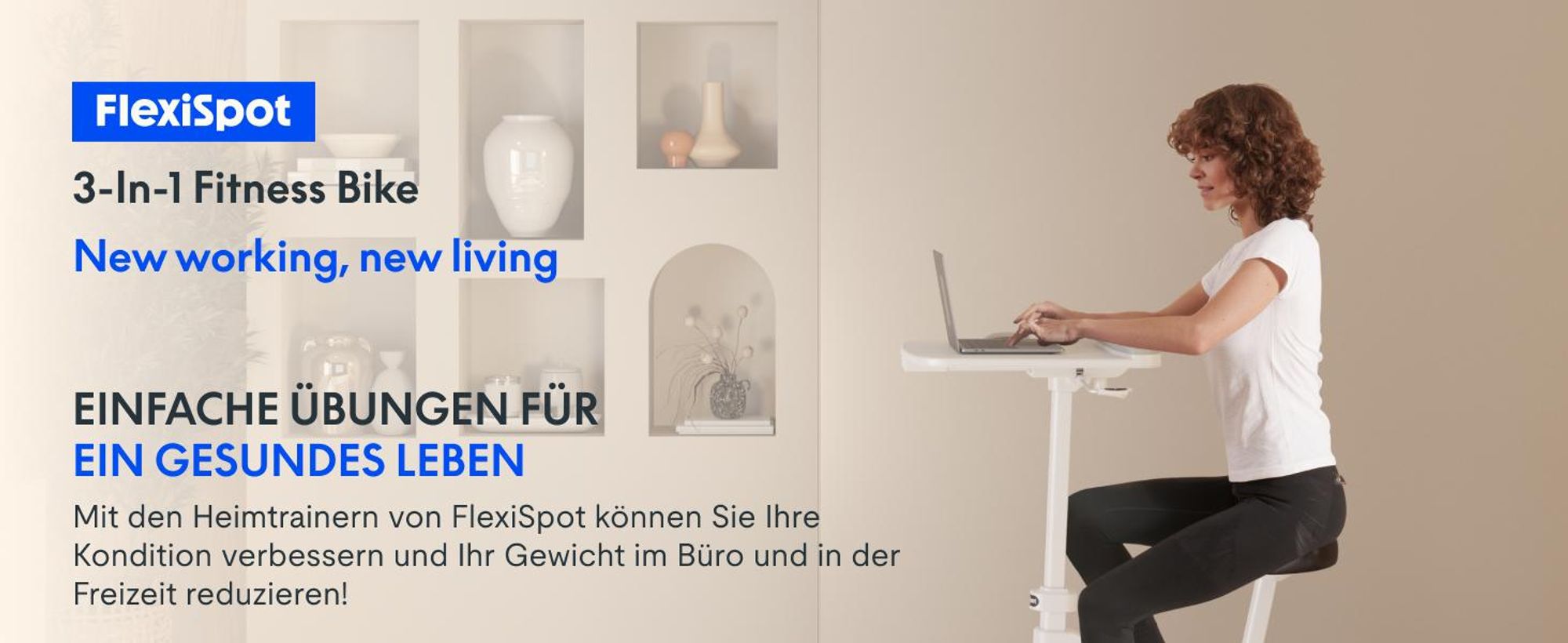FlexiSpot V9 Fitnessfahrrad für Frauen, Leiser Heimtrainer mit Tischplatte, Kompakt & Stabil, Ideal für Zuhause & Homeoffice