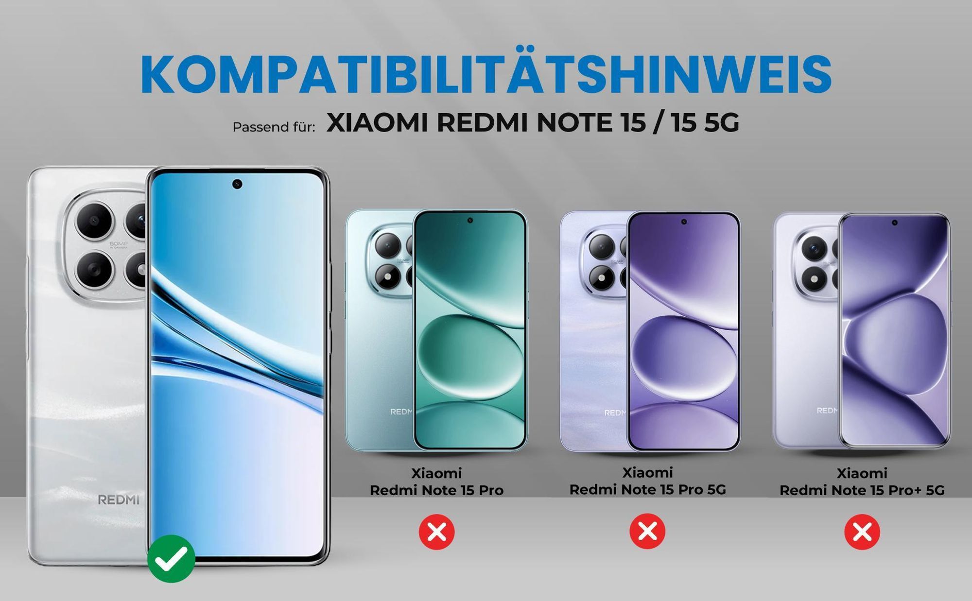 Kompatibilitätshinweise Hülle für Xiaomi Redmi Note 15 / 15 5G