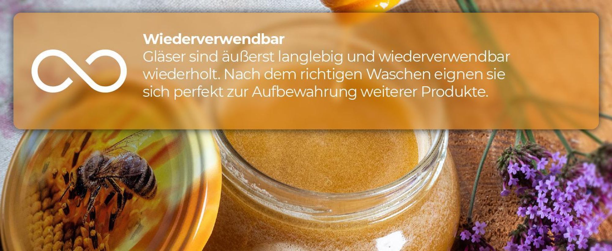 KADAX Einmachgläser mit Deckel "Raja", Einmachgläser, 300ml, 50 Stück, Deckel mit Bienenmuster