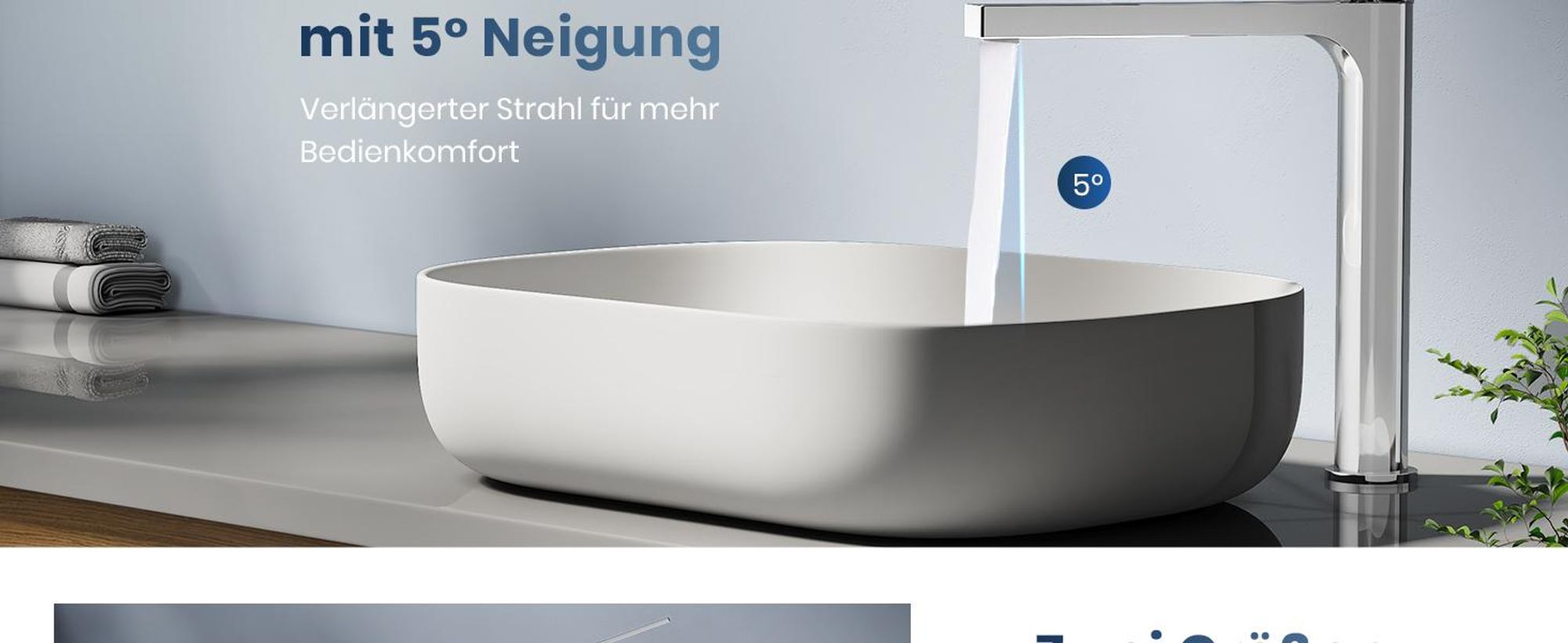 EMKE Wasserhahn Bad Chrom 335x233x46mm, Messing, Keramikkartusche, Badarmatur, Mischbatterie Waschbecken-Armatur, Waschtischarmatur
