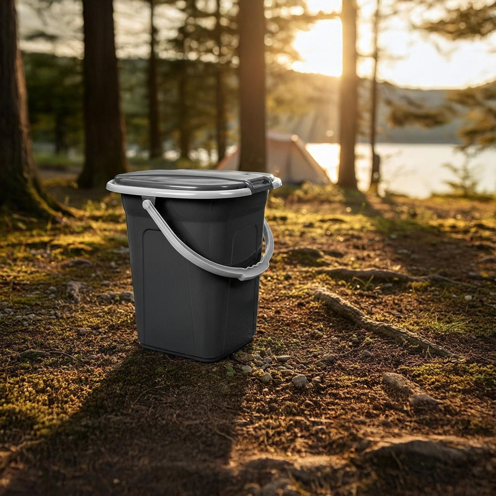 Reise WC Toilette Campingtoilette Eimertoilette Mobil Camping Outdoor Eimer 19L Anthrazit