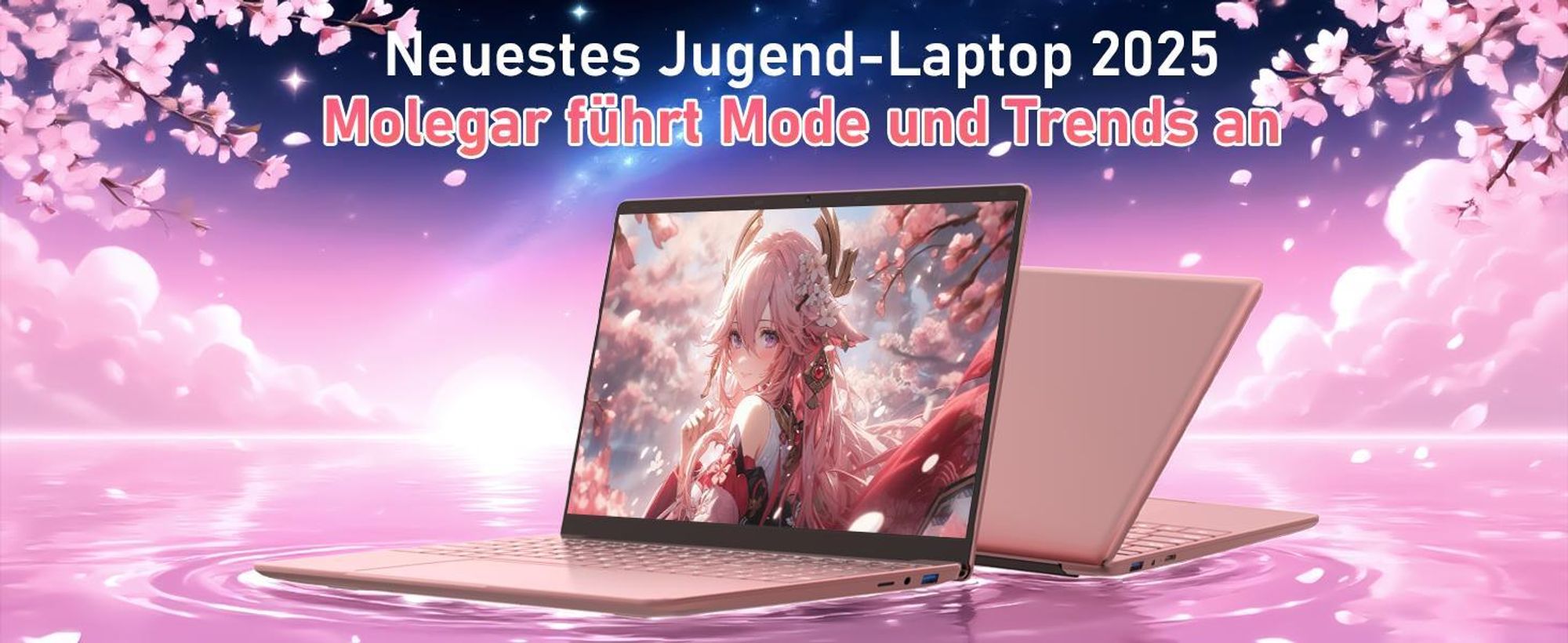 Molegar 15.6" Pink Laptop, 5205U, FHD, 8GB DDR4, 256GB PCIe SSD, Backlit KB, Fingerprint, 180° Hinge, 6000mAh Battery, Webcam, WiFi 5, USB 3.0, Rosa