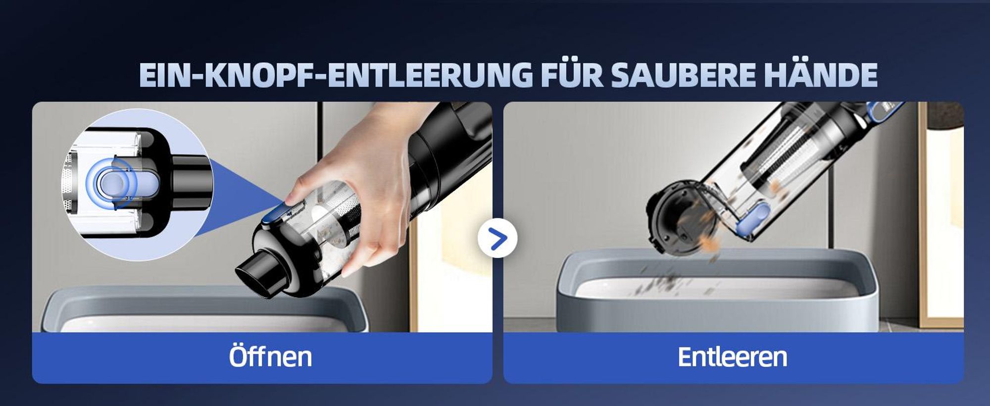 Handstaubsauger Akku 4-in-1, 18000Pa, 130W kabelloser Autostaubsauger, 6000mAh, Staubsauger mit Bürstenloser Motor, für Tierhaare, Auto, PC,Sofa, Haus