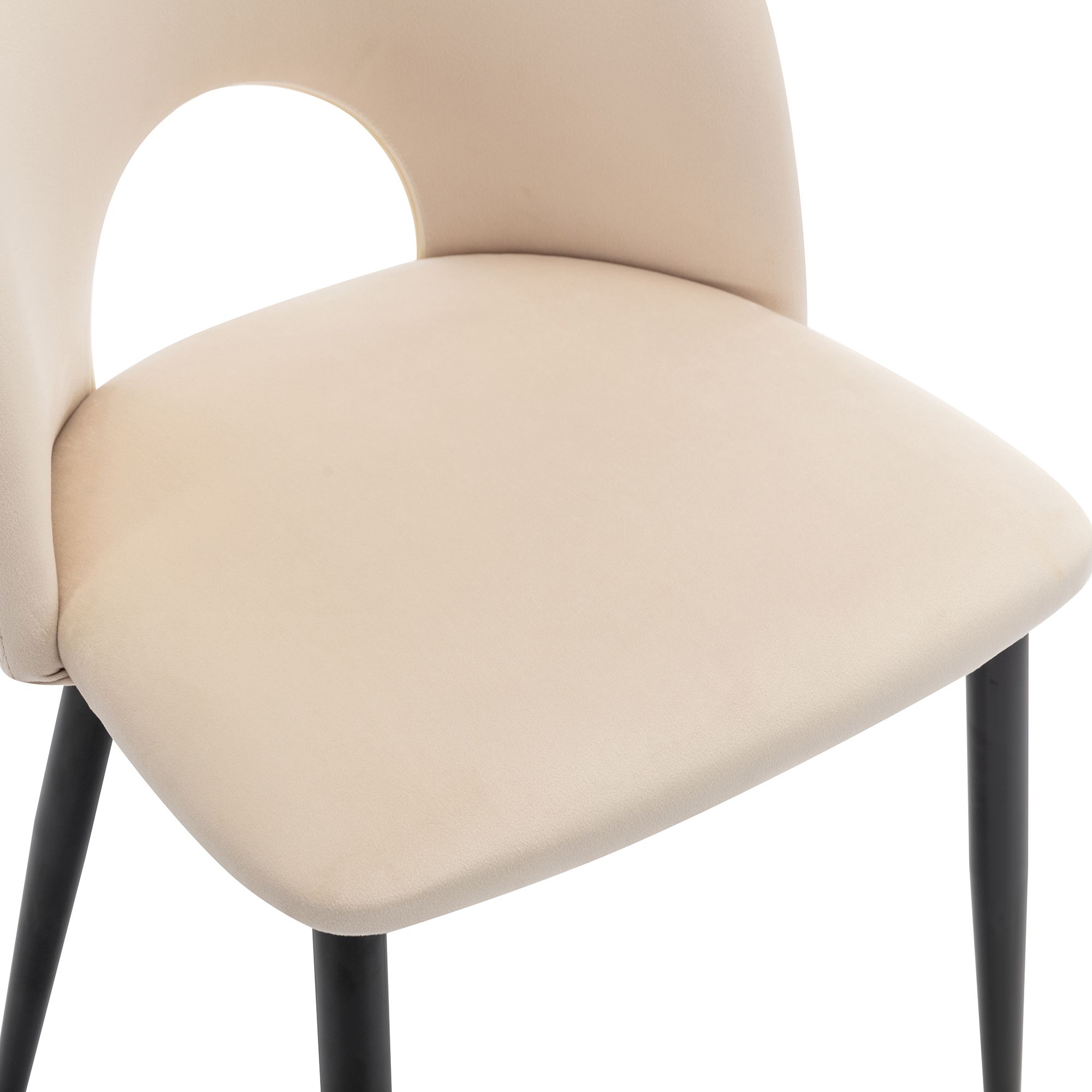 Flieks Essgruppe Sitzgruppe 5-tlg., Esstisch mit 4 Esszimmerstuhl, Esstisch Rechteckig, Küchenstuhl Polsterstuhl Samt, Tischgruppe Beige Schwarz
