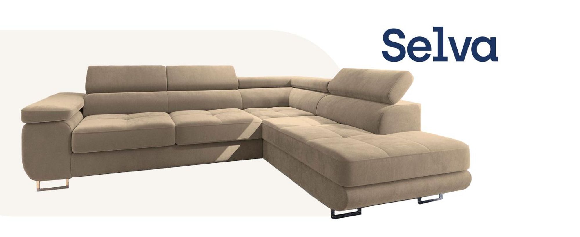 Ecksofa SELVA R-S mit Schlaffunktion und Bettkasten