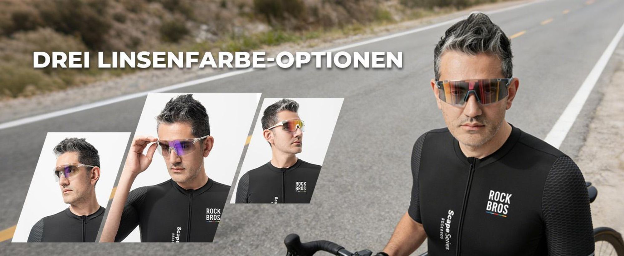 ROCKBROS Road to Sky Fahrradbrille Überbrille Photochrome Radsportbrille mit UV400 Schutz TR90 Rahmen für Outdoor Sport Radfahren Laufen Matt Rosa