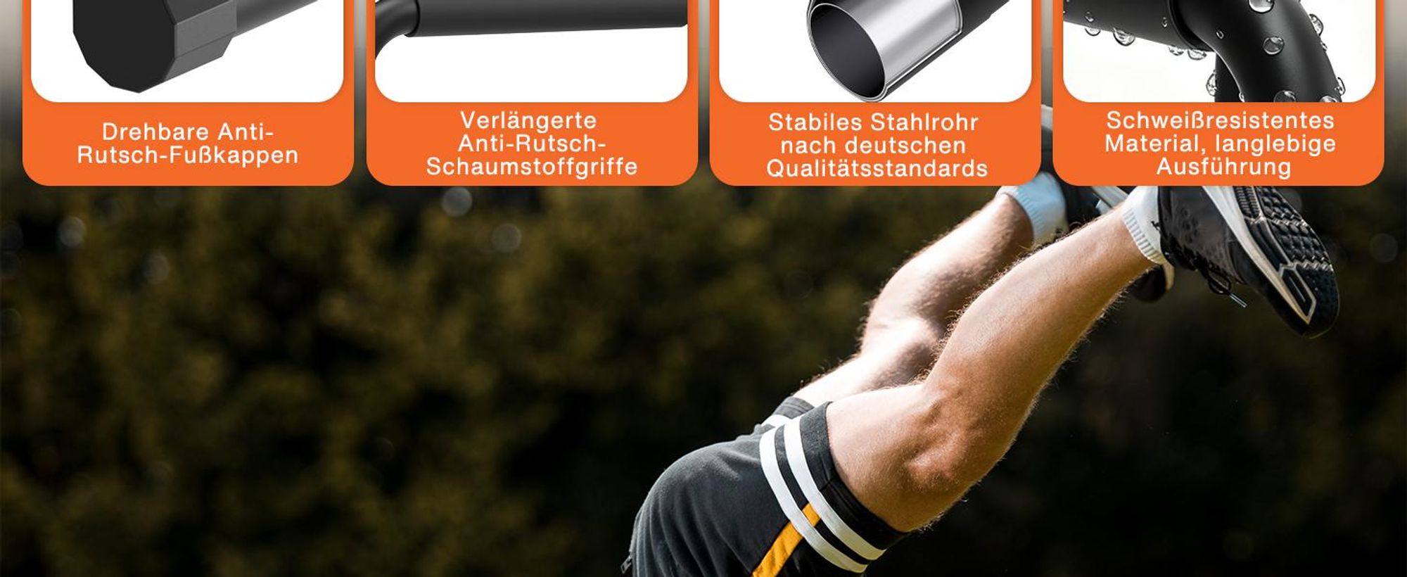 DH FitLife Verstellbare Parallettes (30-35 cm) – 2-stufige Liegestützgriffe & Dip Stangen – 200 kg Belastbarkeit – Indoor & Outdoor