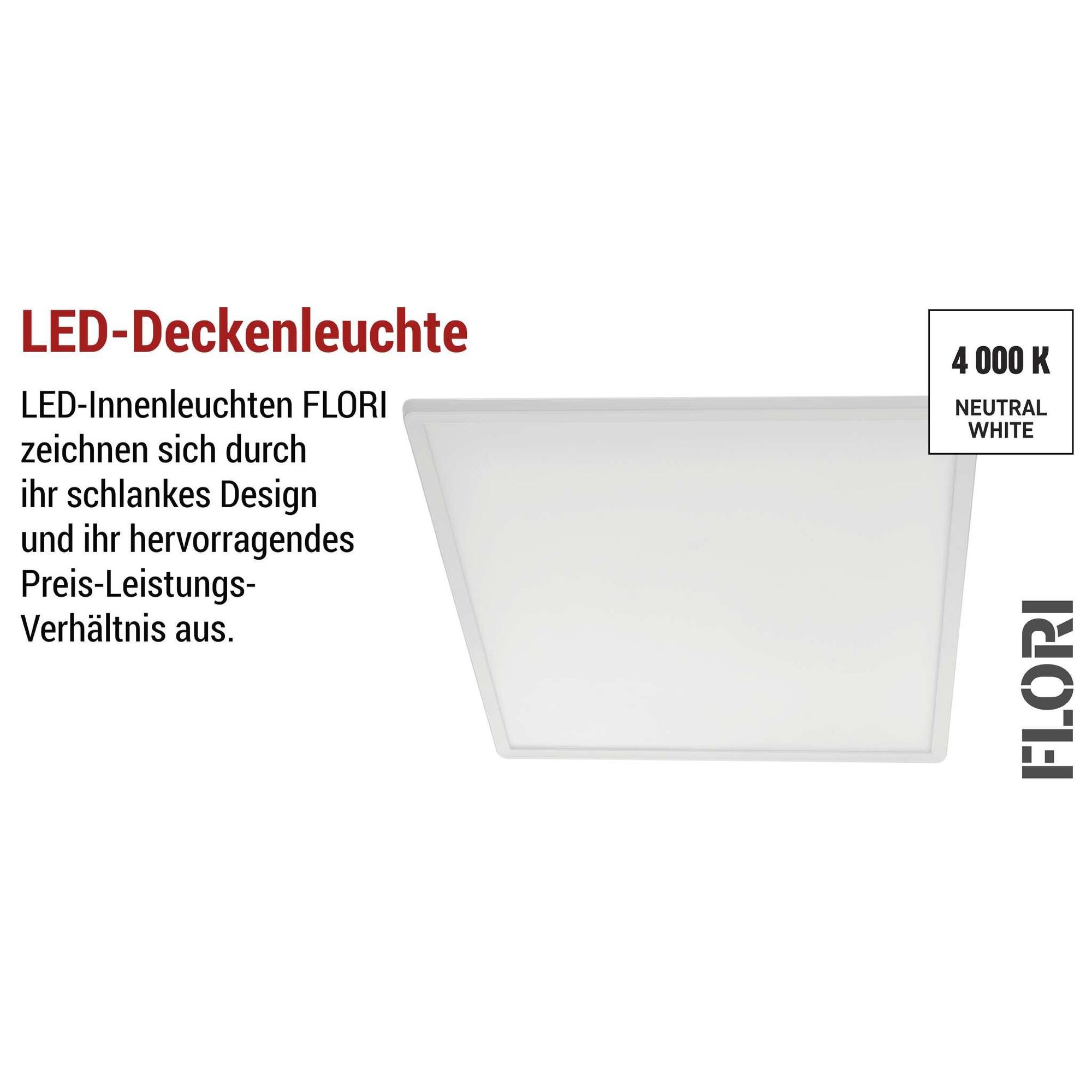EMOS - LED-Wand-/Deckenleuchte FLORI, quadratisch - neutralweiß 4000 K - 2200 lm