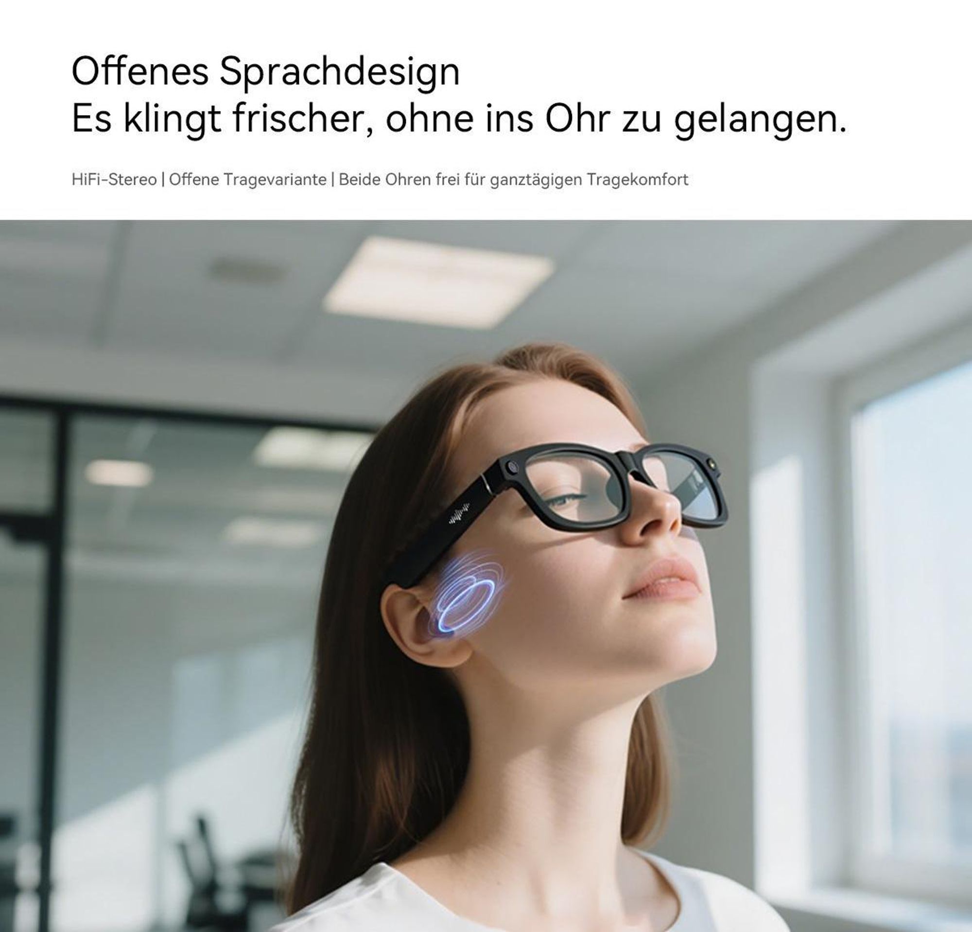 Blackview BV100 Smarte Brille mit KI-Assistent, 8MP Kamera & Offenem Audio - Bluetooth 5.4, 51h Musik, Freisprechen, IP54