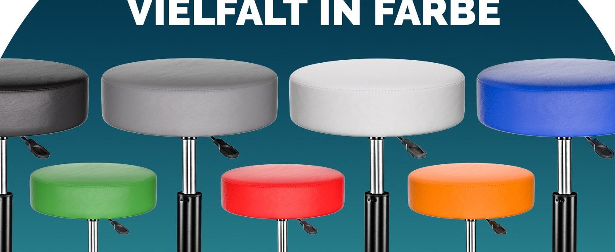 CASARIA® Rollhocker Höhenverstellbar Schwarz 10cm Polsterung 46-60cm Sitzhöhe 360° Drehbar Ø35cm Rund Rollen Bürohocker Drehhocker Arbeitshocker Hocker