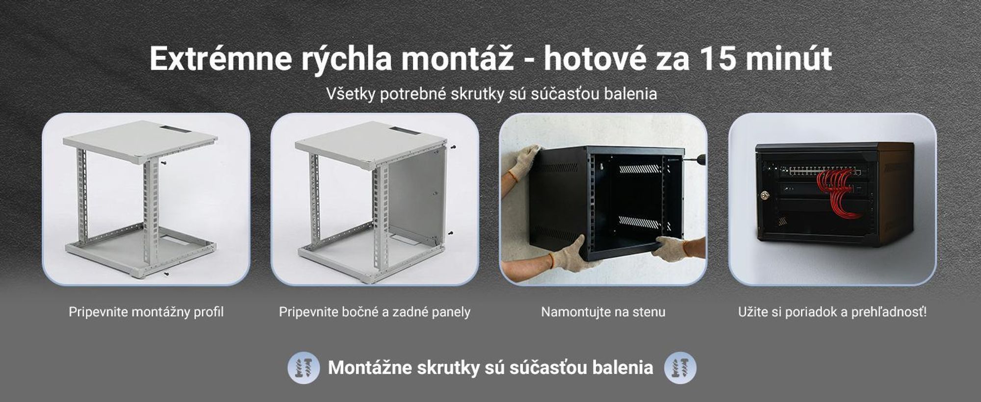 Extralink 4U nástenný rack 10" 280x310 mm čierny