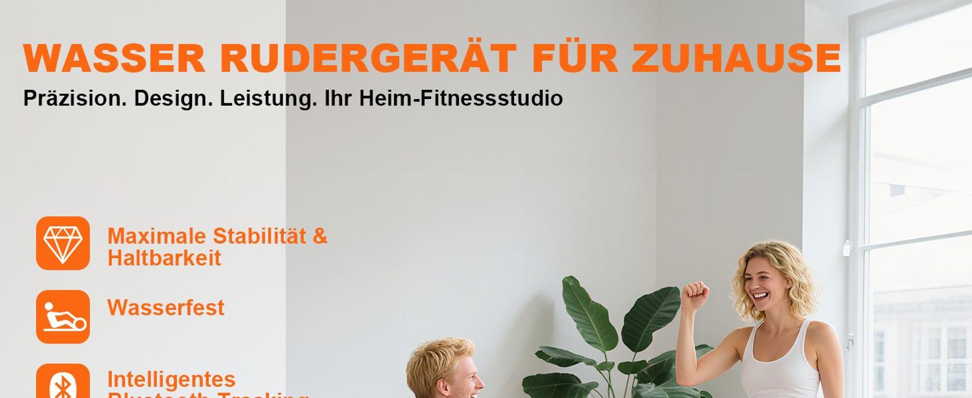 VOWVIT Wasserrudergerät klappbar, Bluetooth-Display, immersiv, 98% vormontiert, 160 kg