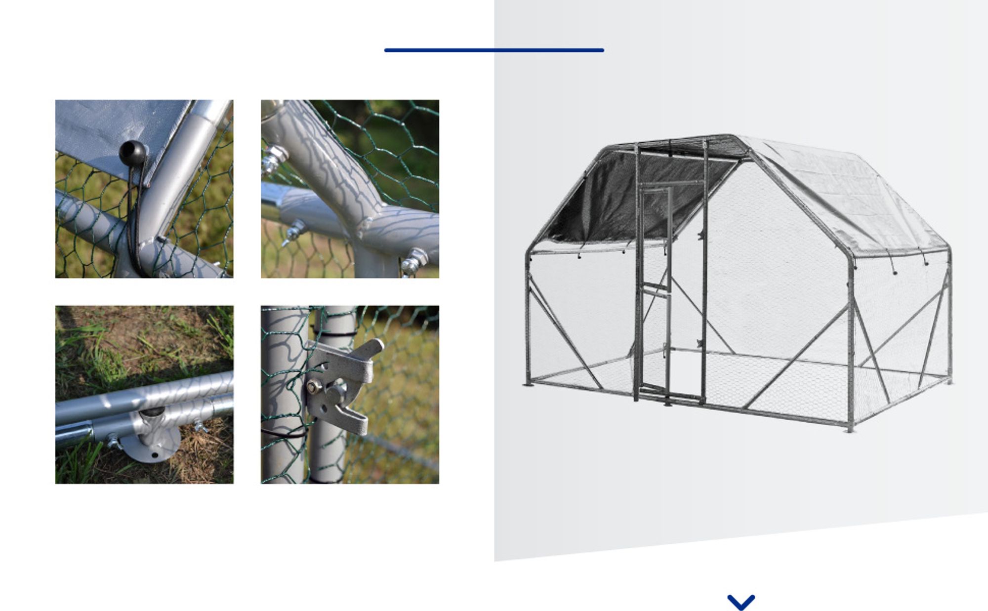 Wiltec XXL Freilaufgehege 2 x 3 x 2 m mit Sonnendach und verzinkten Gitterstäben, Außengehege als Voliere Hühnerstall oder Hasenstall, Kleintiergehege mit Riegel