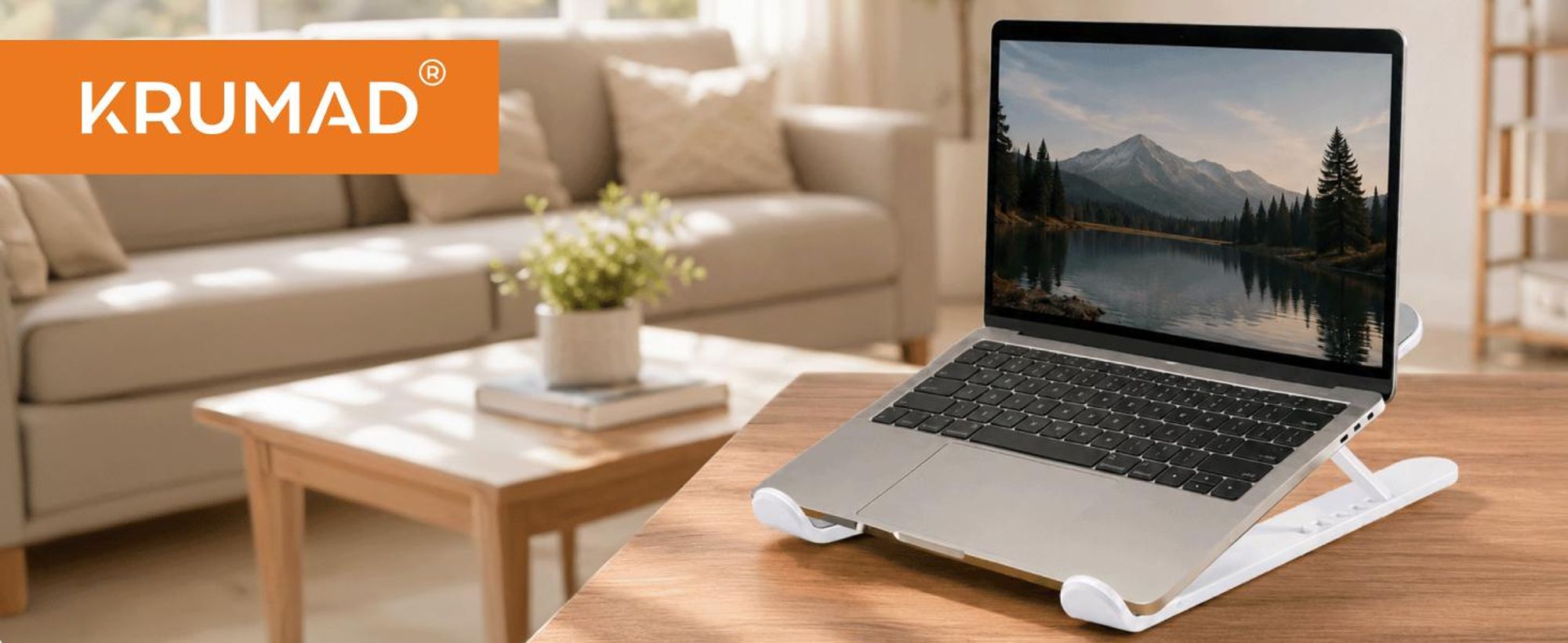 KRUMAD Laptopständer höhenverstellbar und faltbar, Notebook Halterung für Laptop und Tablet, verstellbarer Schreibtischständer ergonomisch mobil