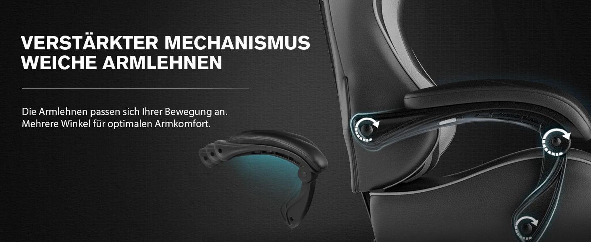 GTPLAYER Gaming-Stuhl Schreibtischstuhl, Ergonomischer Bürostuhl Mit Massagefunktion und Fußstütze, Gestänge Handlauf, Fußkreuz aus Stahl, Grau