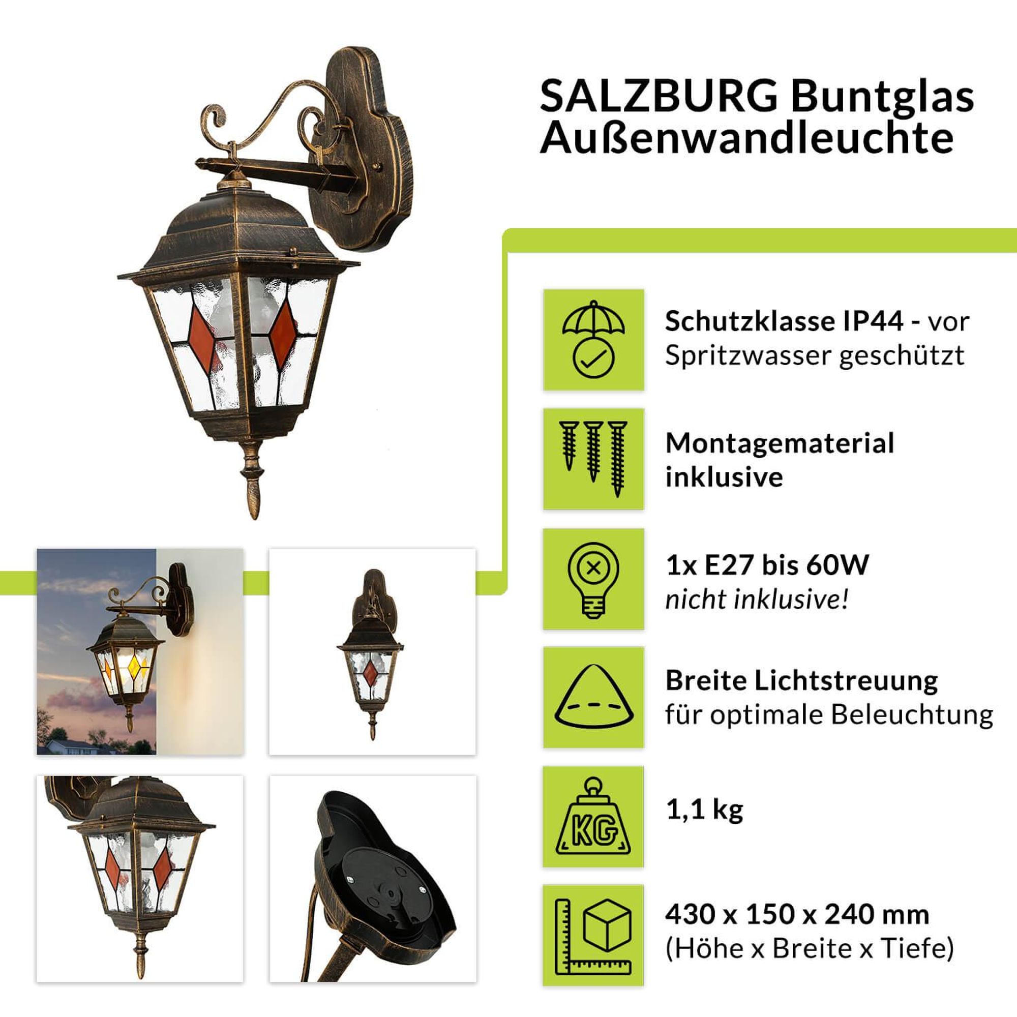 Highlights der SALZBURG Wandleuchte für außen