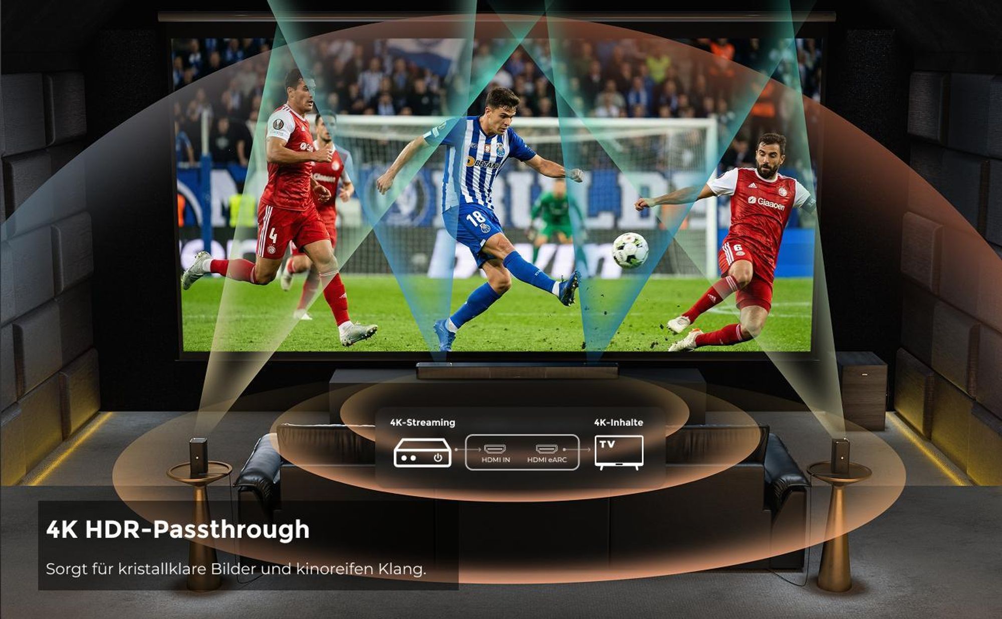 ULTIMEA Skywave Series 7.1.4-Kanal Professionelles Kabelloses Surround-Sound-System für TV mit Dolby Atmos, 980 W Soundbar mit 10"-Wireless-Subwoofer