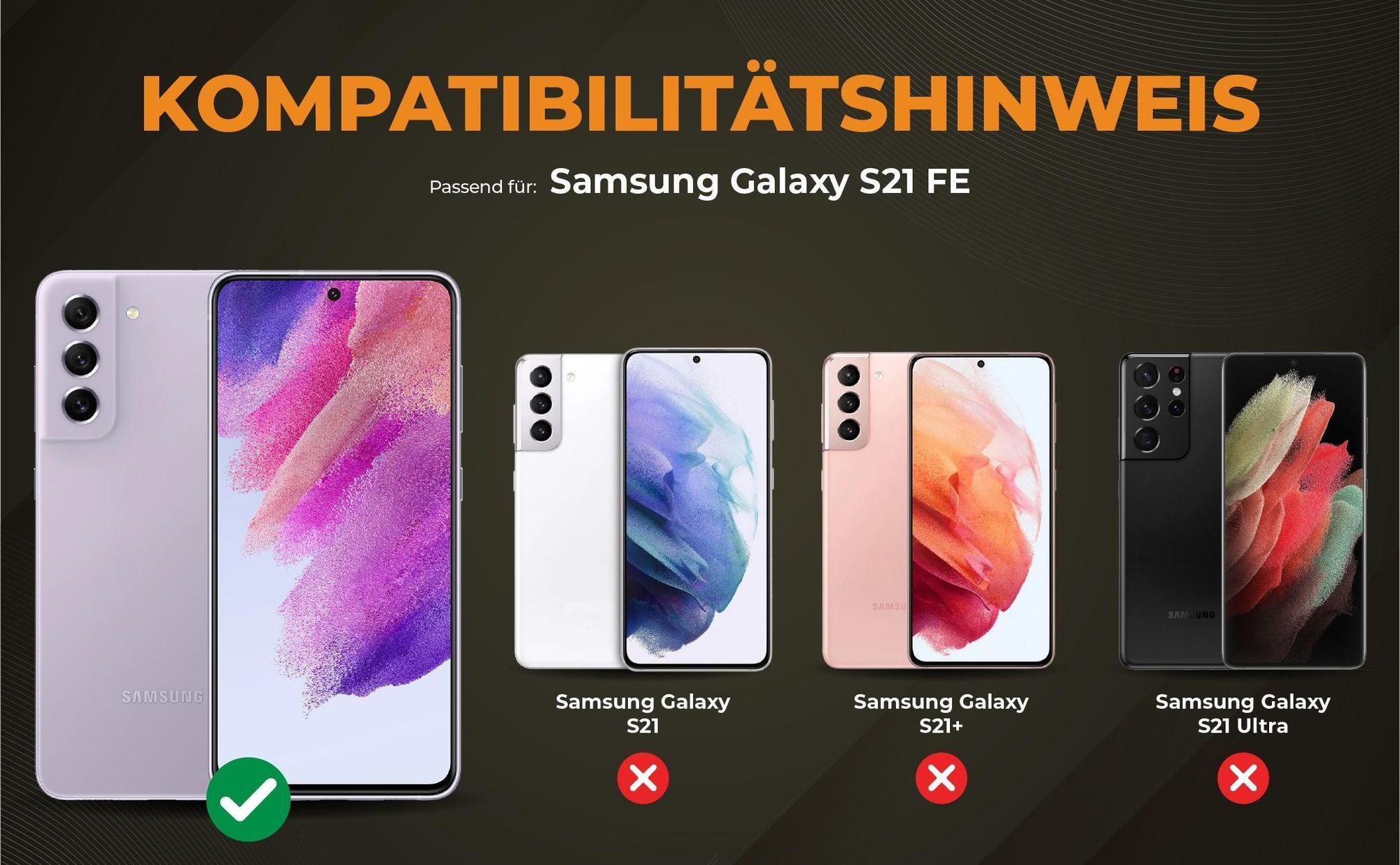 Kompatibilitätshinweise Hülle für Samsung Galaxy S21 FE