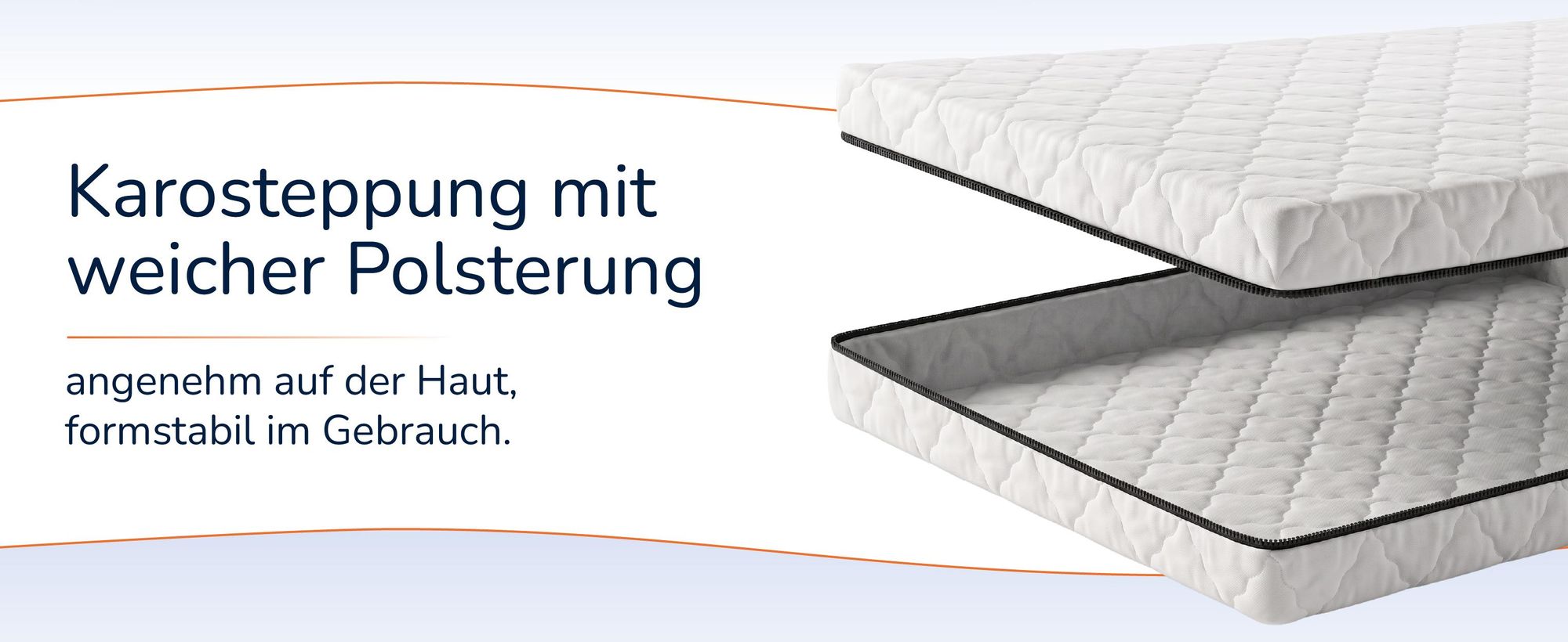 Bezug in zwei Lagen uebereinander, Karosteppung im Anschnitt