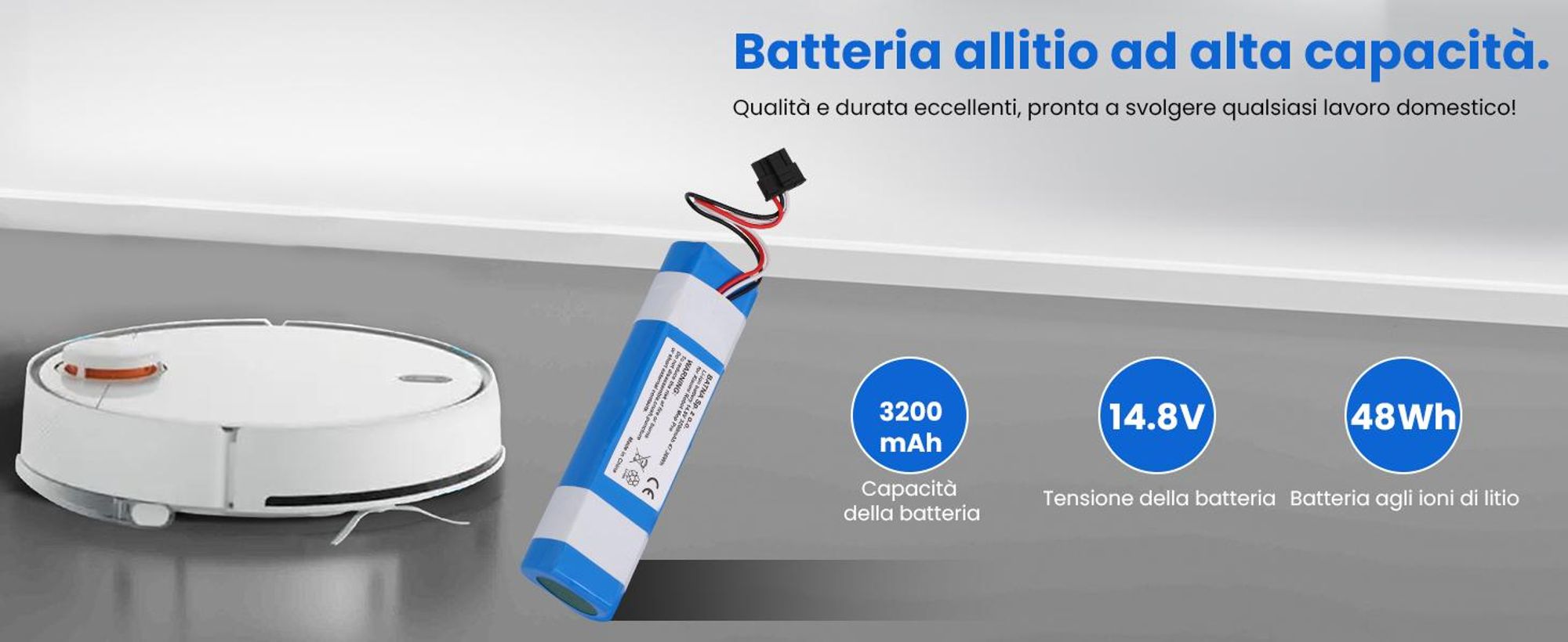 Extralink Batteria di ricambio per Xiaomi Robot Mop Pro STYTJ02YM 14,8 V 3200 mAh 47,36 Wh