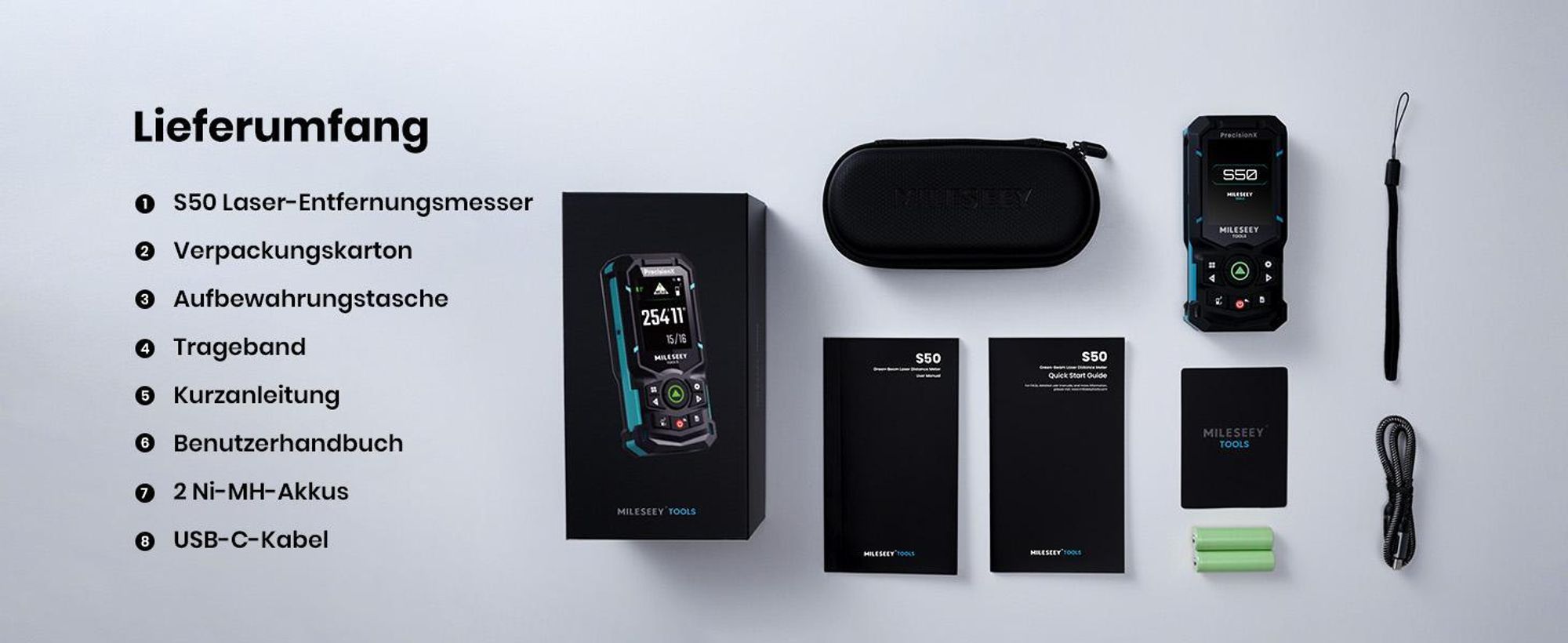 MiLESEEY S50 Télémètre laser 120m, faisceau vert, technologie P2P, connexion à l'application
