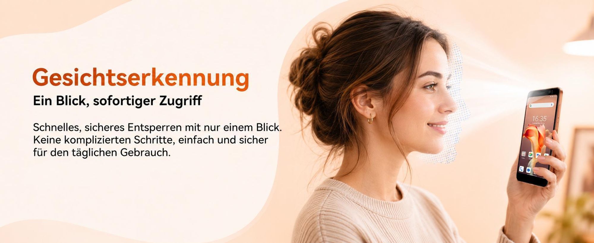 2026 Oscal Wave 2C 5" ultraleicht Handy Ohne Vertrag incl 18W charge, Android 16, 12+32GB, Face ID, Dual SIM, 1080P, Free TPU Protective Case