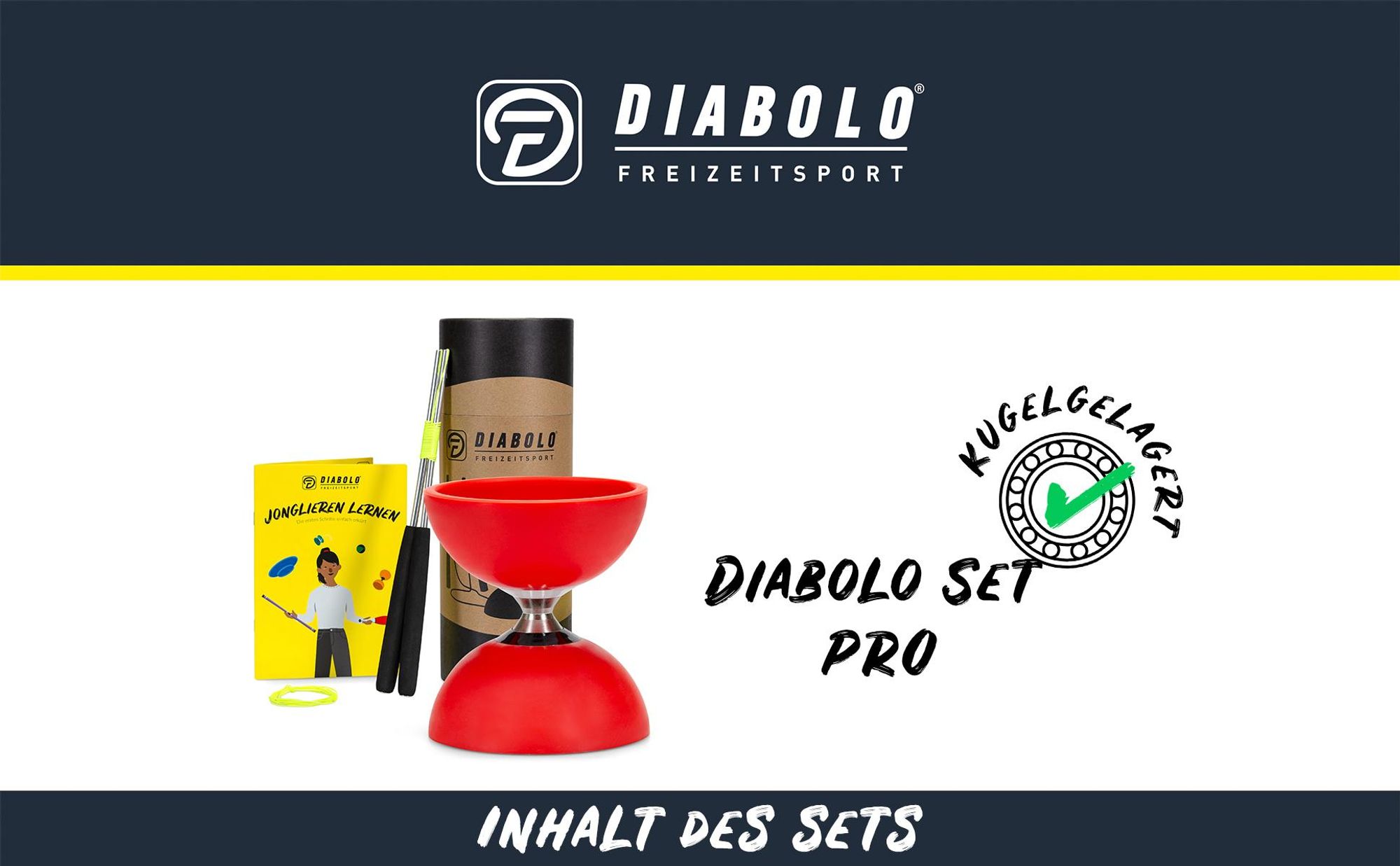 Diabolo Freizeit Diabolo Satz mit Kugellagerachse | Komplettes Starterset mit robuster Konstruktion für Anfänger und Fortgeschrittene | Hochwertige Ge