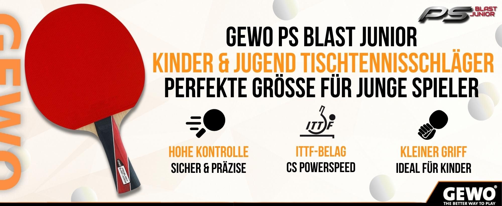 GEWO Tischtennisschläger PS Blast Junior, Tischtennis Schläger, Tischtennisschläger für Jugendliche