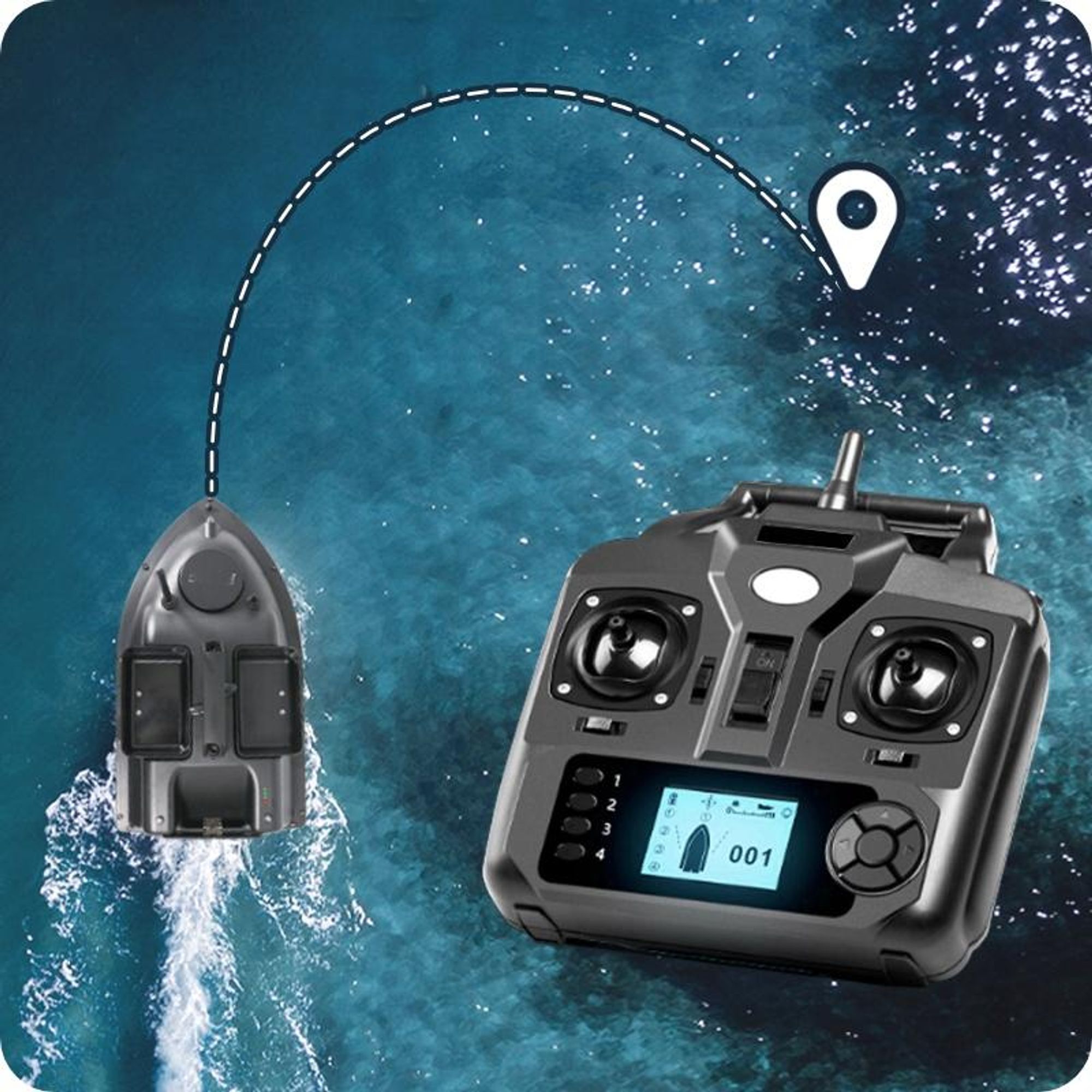 Łódka Zanętowa Flytec V010 RC GPS 3 Podajniki 2000g 500m Pilot Torba