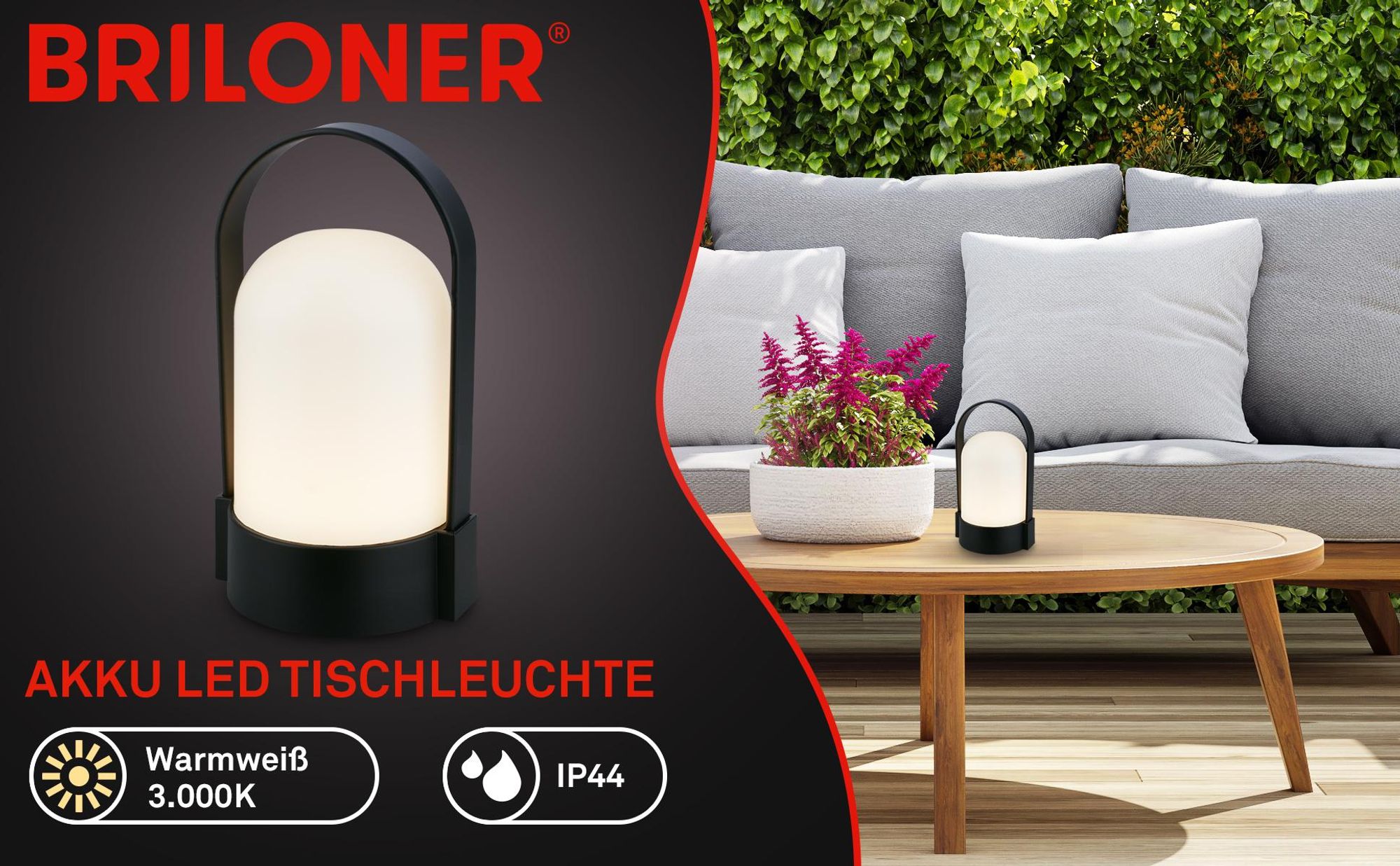 LED Tischlampe Akku LED Tischleuchte Dimmbar Kabellos Touch Terrasse Warmweiß