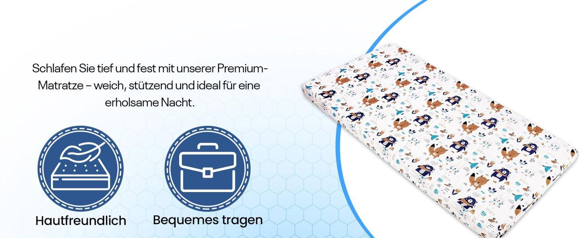 Kindermatratze 70x140 | Kinder Klappmatratze mit Blauem Reisetaschen-Bezug |Matratze 70x140 aus 100% kuschelig weicher Baumwolle |Reisebett-Matratze