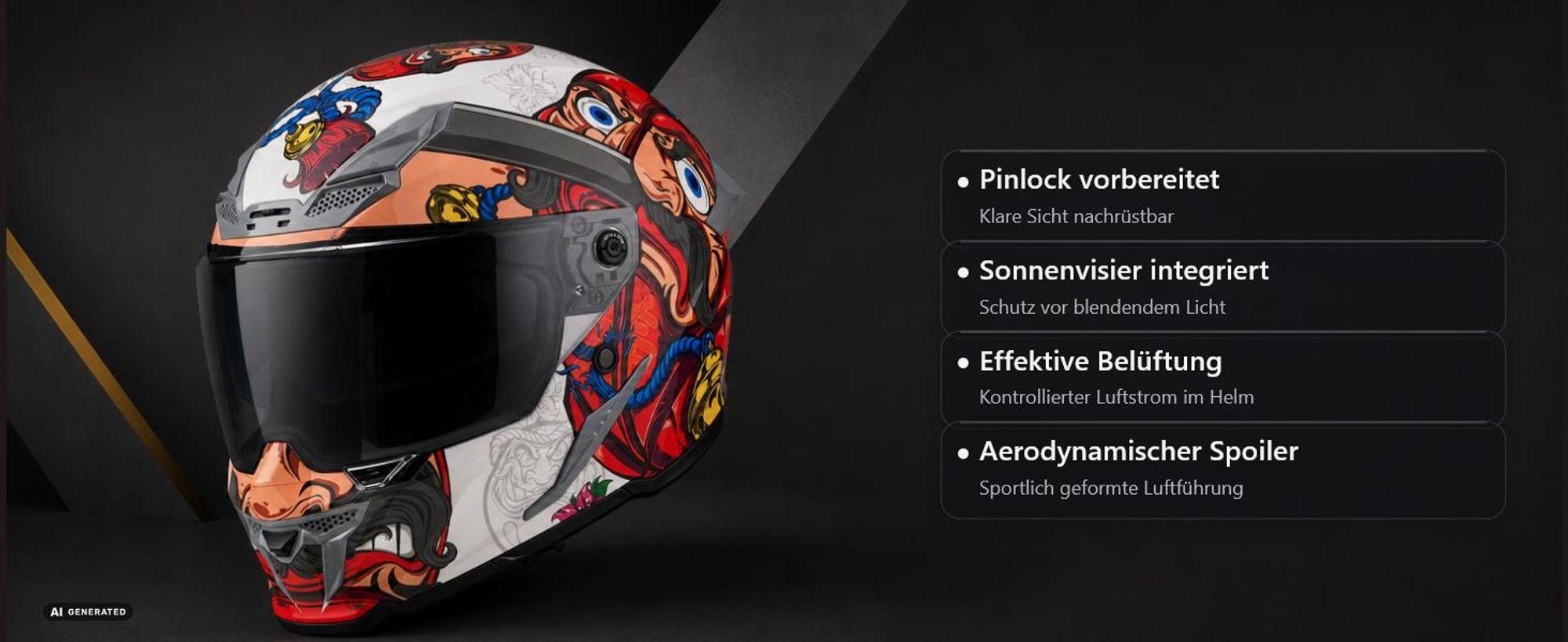 Motorradhelm Blade Luck 2XL mit integriertem Sonnenvisier und Pinlock-Vorbereitung