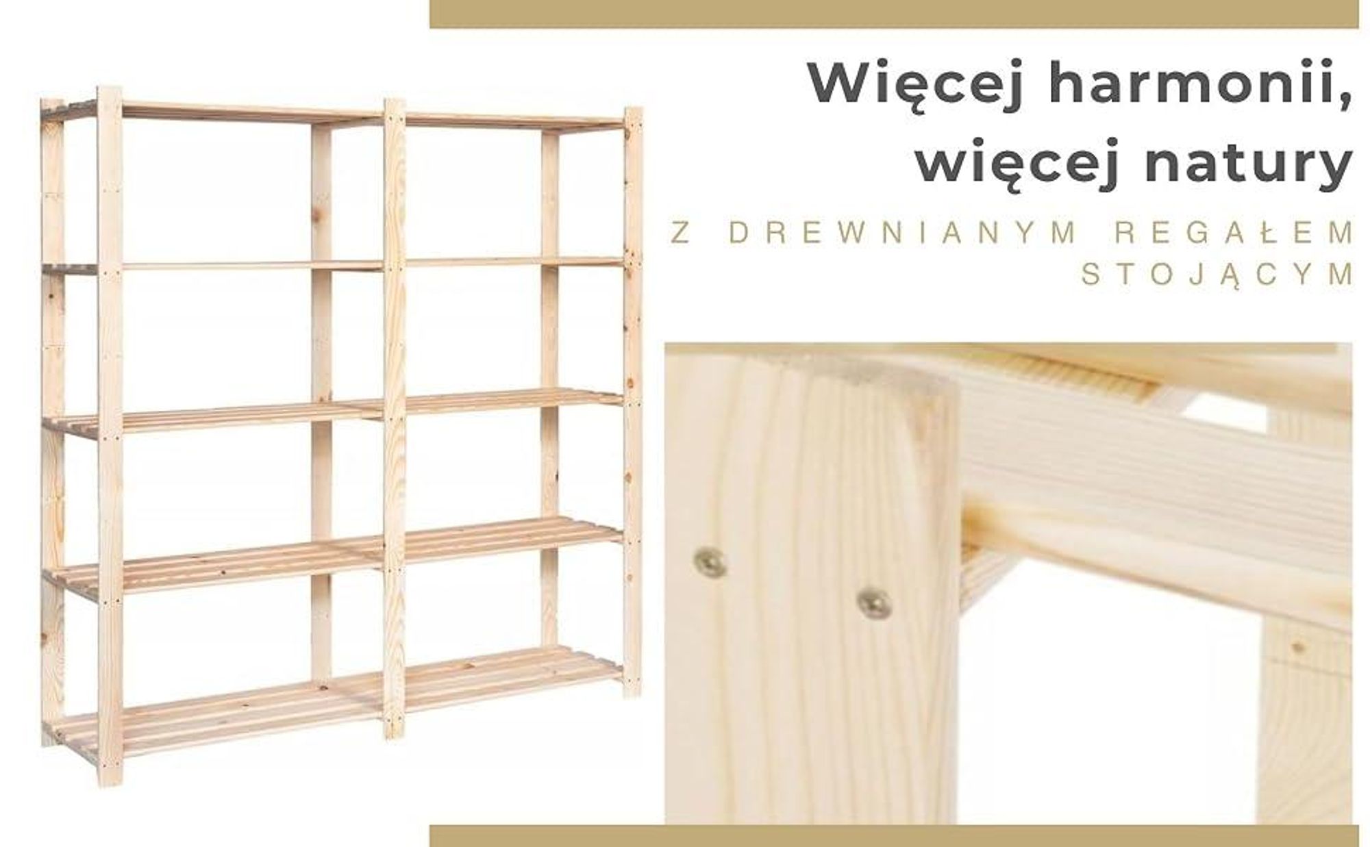 STOLMAK Regał Drewniany 170x170x28 cm Sosna Lite Drewno 5 Półek Regał do Garażu i Piwnicy