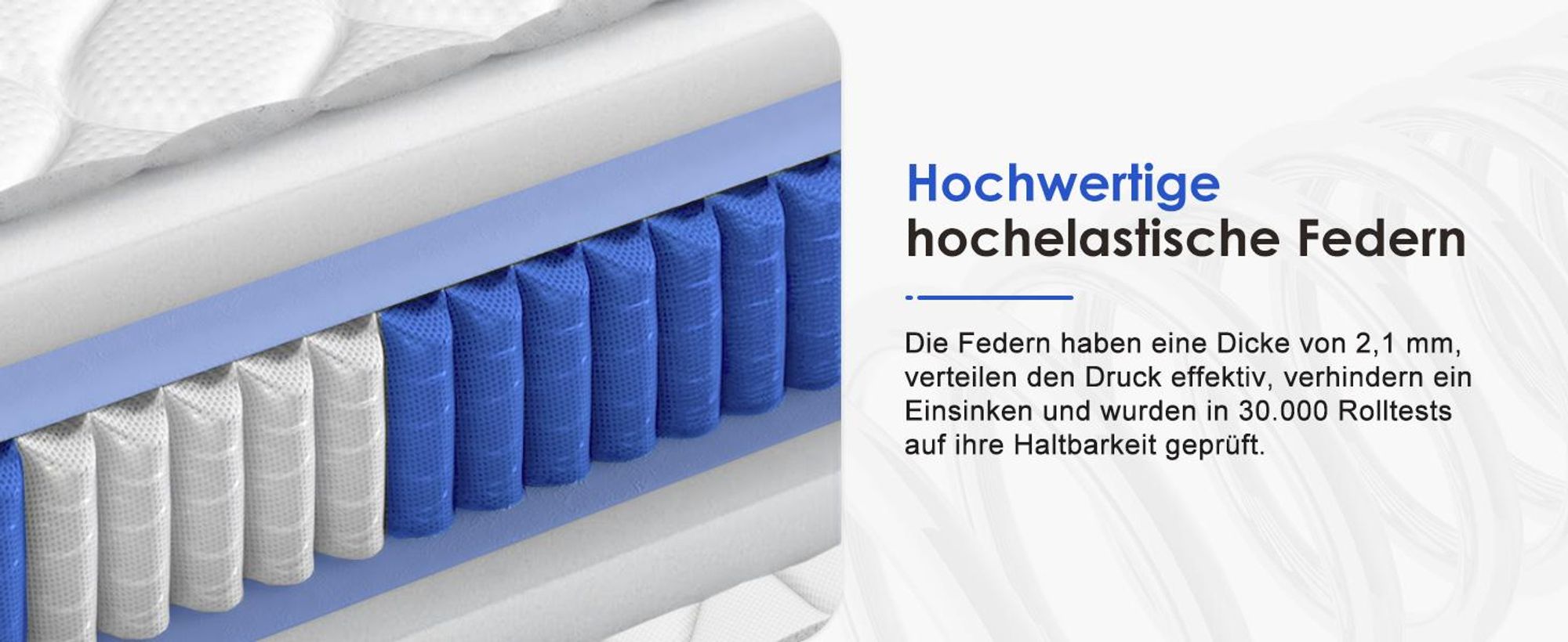 Hiazurm Matratze 180x200 cm, Höhe 25cm,7-Zonen Federkernmatratze , H3, Taschenfederkernmatratze, Premium Taschenfederkern,Matratzen mit Komfortschaum