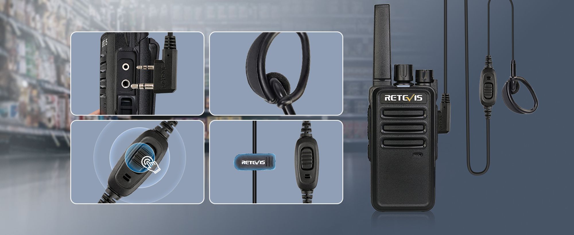 Retevis RT668 Funkgeräte mit Headset, PMR446 Walkie Talkies mit 6 Wege Ladegerät, 1200mAh, VOX, Wiederaufladbare Walkie Talkie Akku für Schule, Fabrik, Baustelle, Bar (6 Stück, Schwarz)