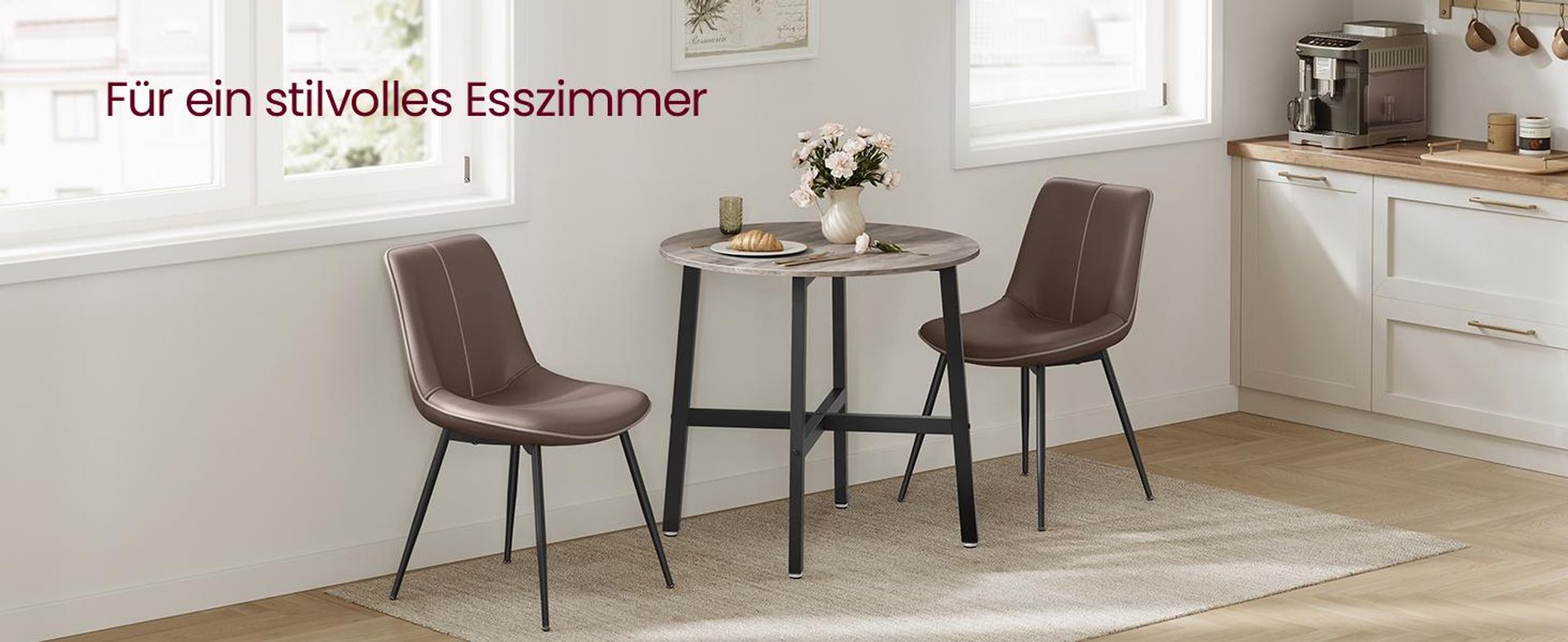 VASAGLE Esstisch, 80 x 75 cm (Ø x H), runder Küchentisch, Industrie-Design, Greige