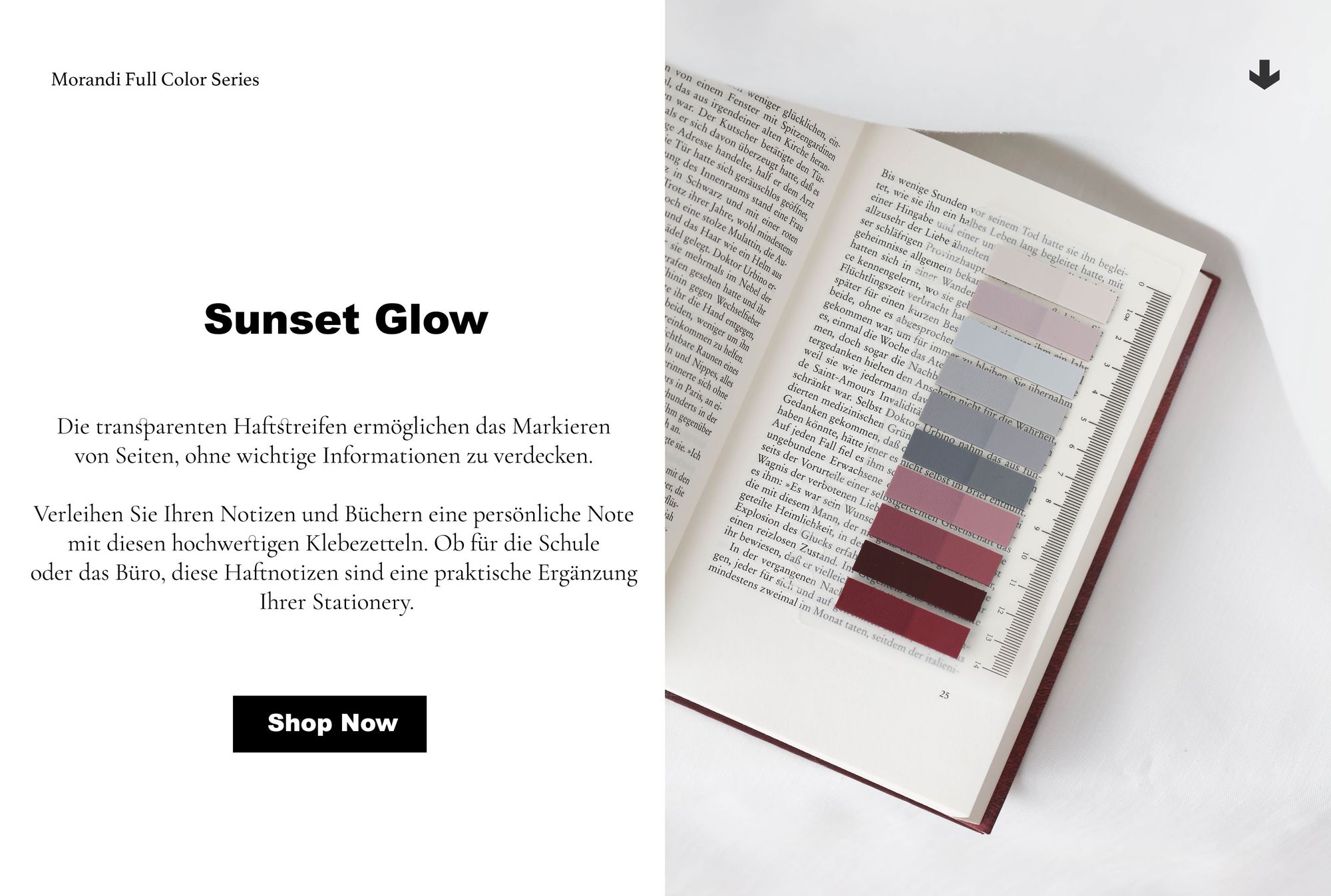 Ordinate - Sunset Glow Transparente Haftnotizen, Klebezettel, Haftstreifen, Haftmarker, für Büro, schule zubehör, Lesezeichen, aesthetic Schrein