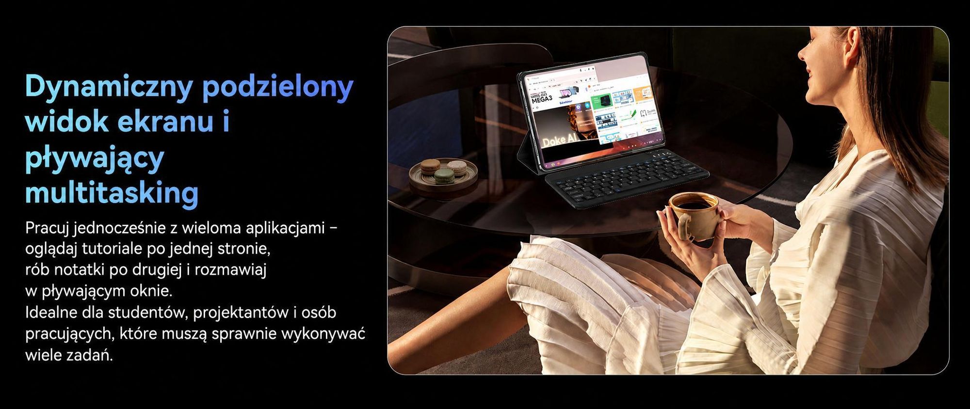 Tablet Nexall N90 z systemem Android 16, ekran 12" FHD InCell 120 Hz, 24 GB (8+16) pamięci RAM + 128 GB pamięci ROM (karta TF do 2 TB), 5G, Wi-Fi/4G SIM, bateria 9000 mAh/18 W, Gemini AI, w zestawie rysik/klawiatura/mysz