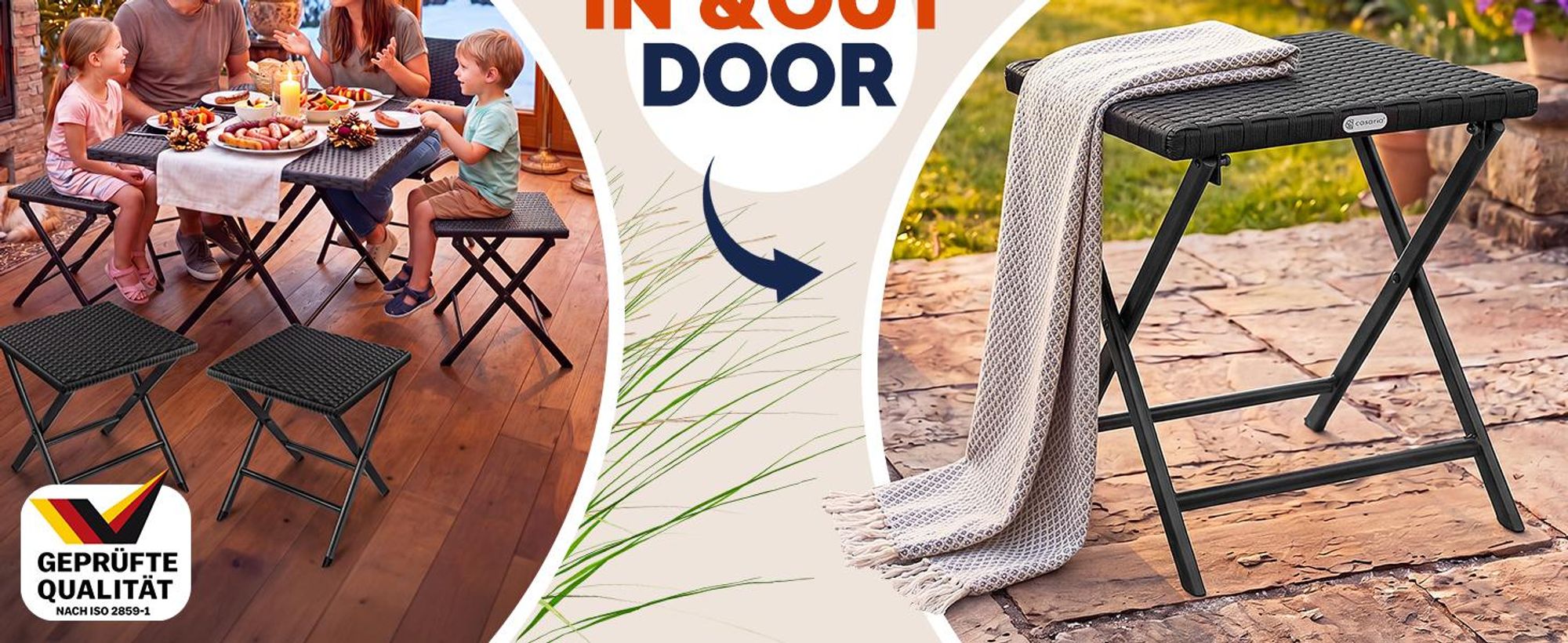 CASARIA® Polyrattan Klapphocker 2er Set