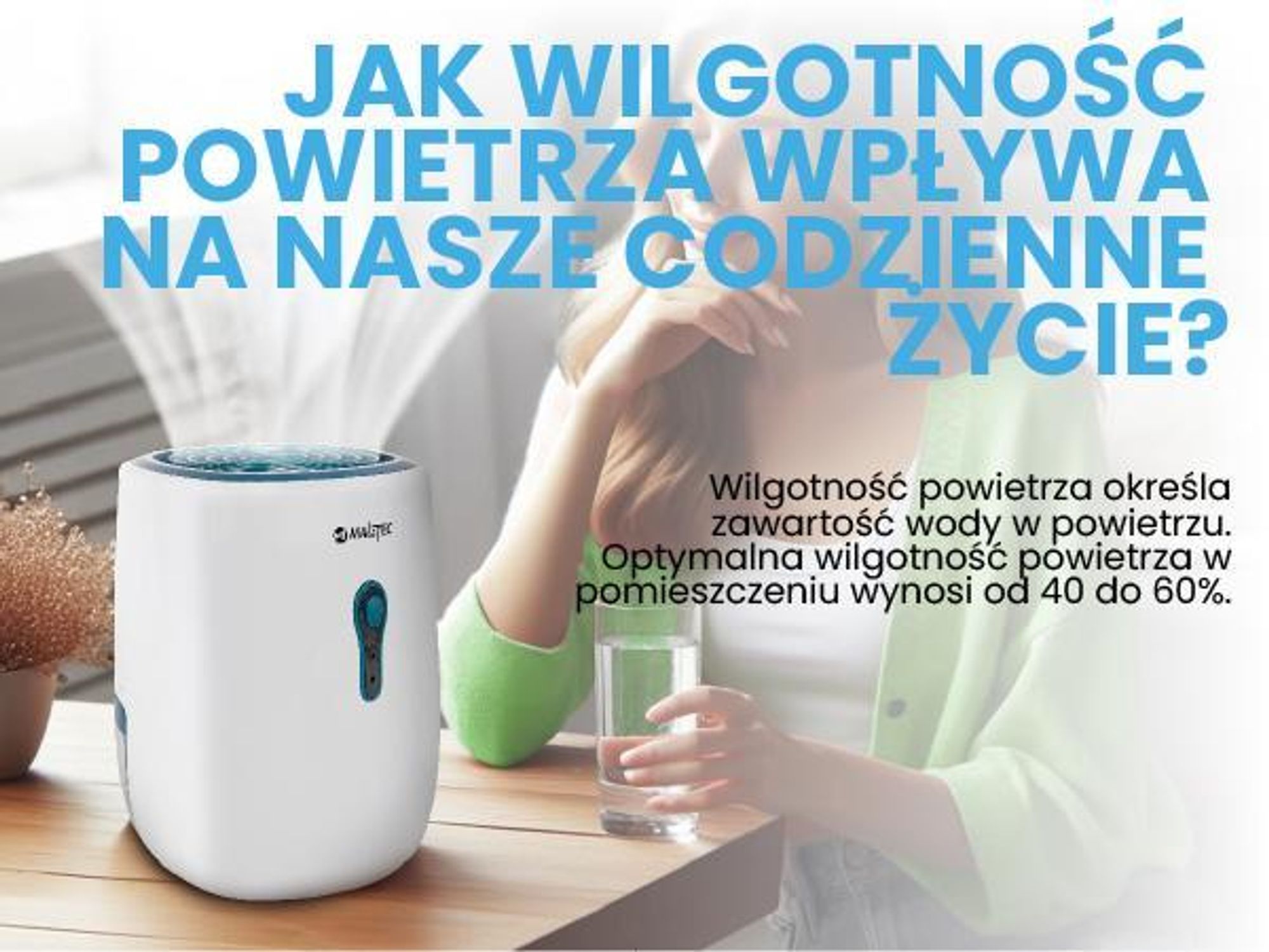 Osuszacz powietrza przeciw wilgości i pleśni do łazienki piwnicy biura