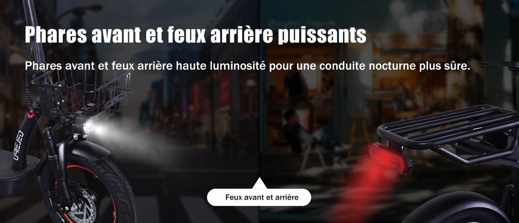C14 - Moteur Puissant  Batterie longue Durée 48V17.5Ah, Roues 14'', Cadre en Fer - Noir