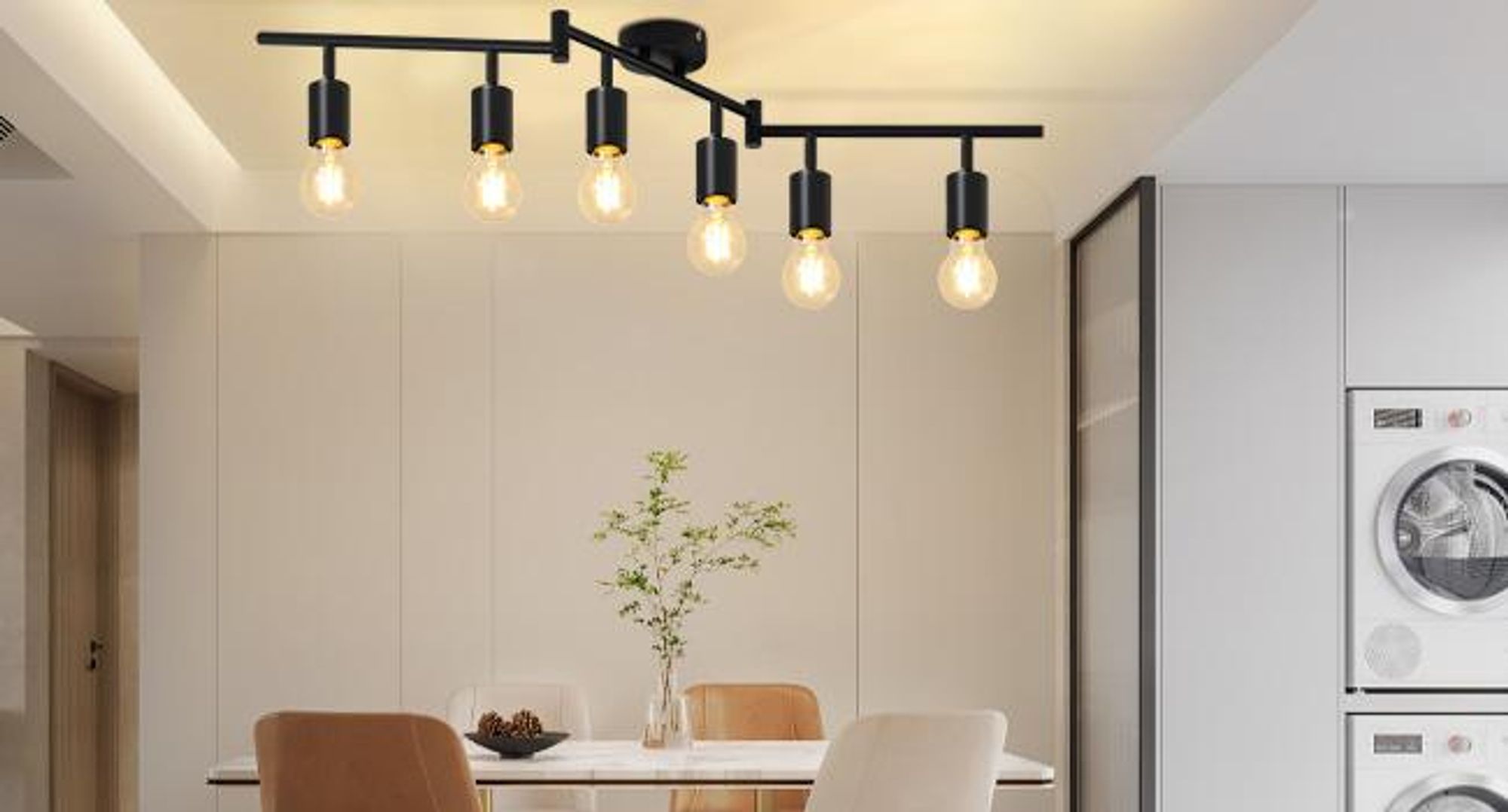 ZMH reflektor sufitowy 6 płomieni czarny E27 lampa sufitowa vintage obrotowy reflektor do kuchni korytarz salon sypialnia