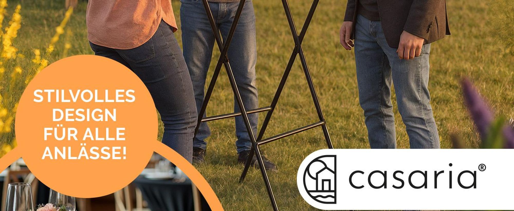 CASARIA® Stehtisch mit Husse Weiß 72 cm Set Klappbar Bistrotisch Rund 110 cm Hoch Outdoor Klapptisch Wetterfest Garten Partytisch Bartisch Hochzeit