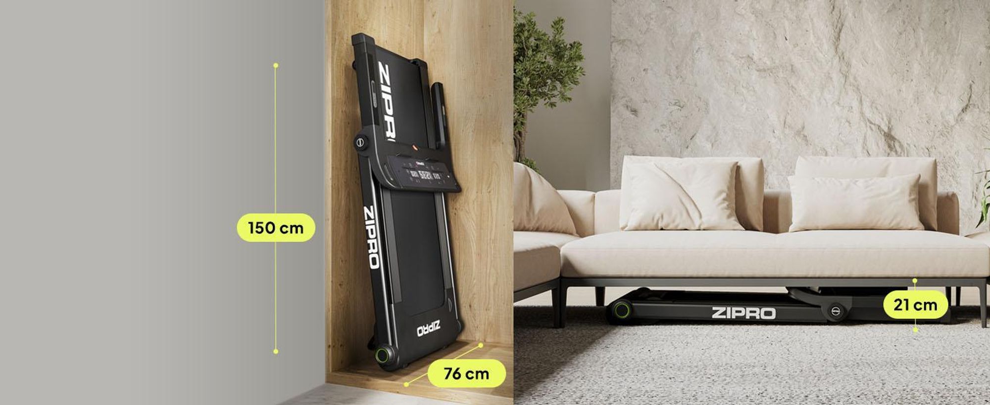 Zipro Loopband, opvouwbaar, model Pacto – Elektrische fitnessloopband, ultradun, geschikt om onder het bed te plaatsen, compatibel met apps (Kinomap/FitShow) en voorzien van een LED-touchscreen