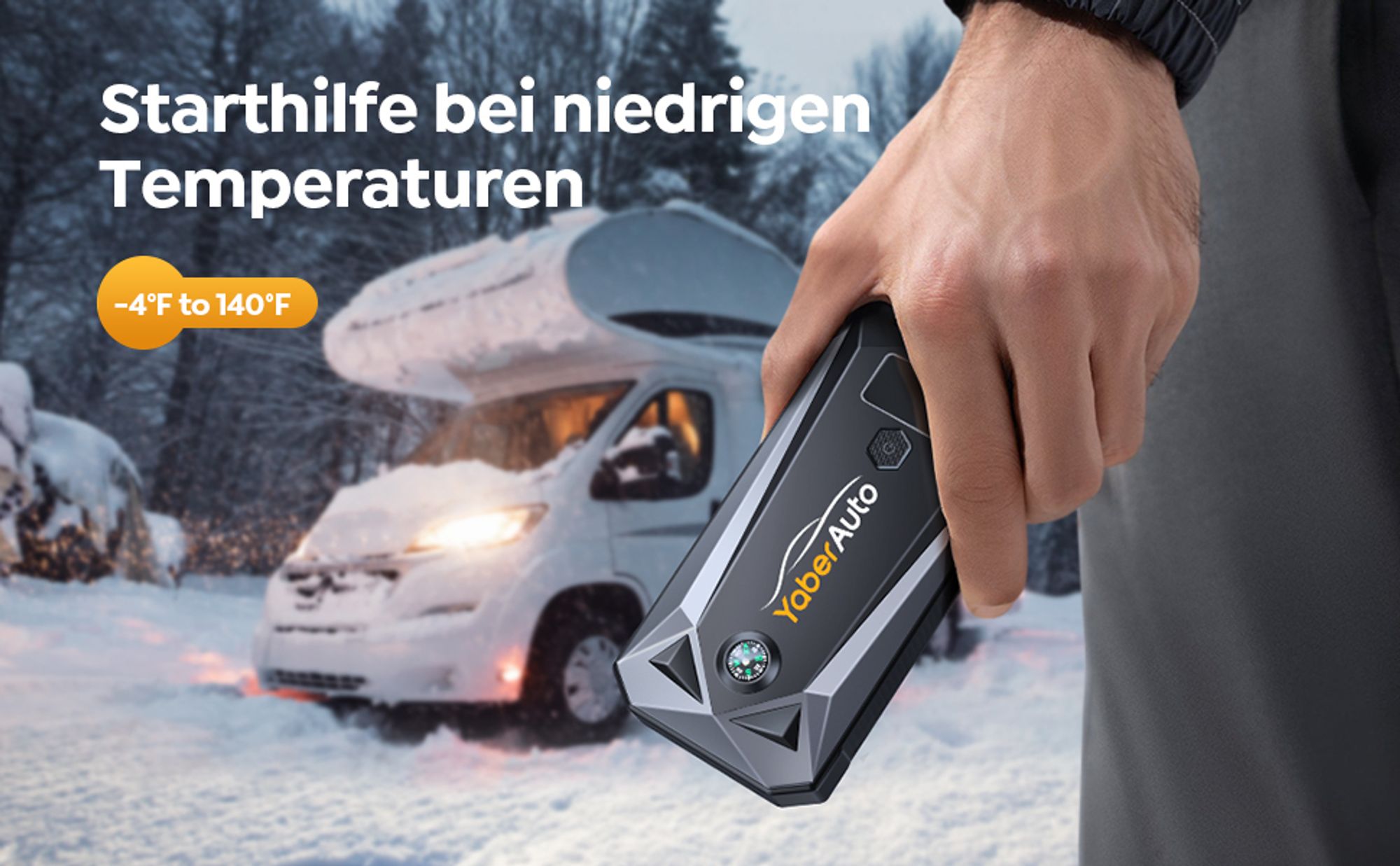 YaberAuto Starthilfe Powerbank 5000A Spitzenstrom 26800mAh Auto Starthilfe mit LCD-Display(Für alle Benzinmotor oder 10,0L Dieselmotoren)